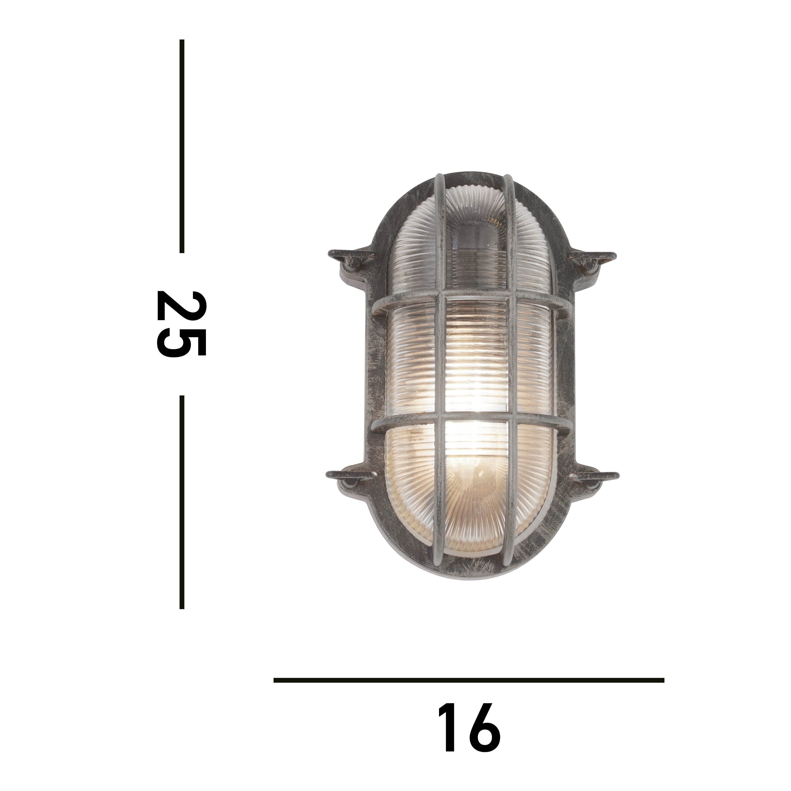 Searchlight Bulkhead Oval Black & Silver Outdoor Wall/Ceiling Light
