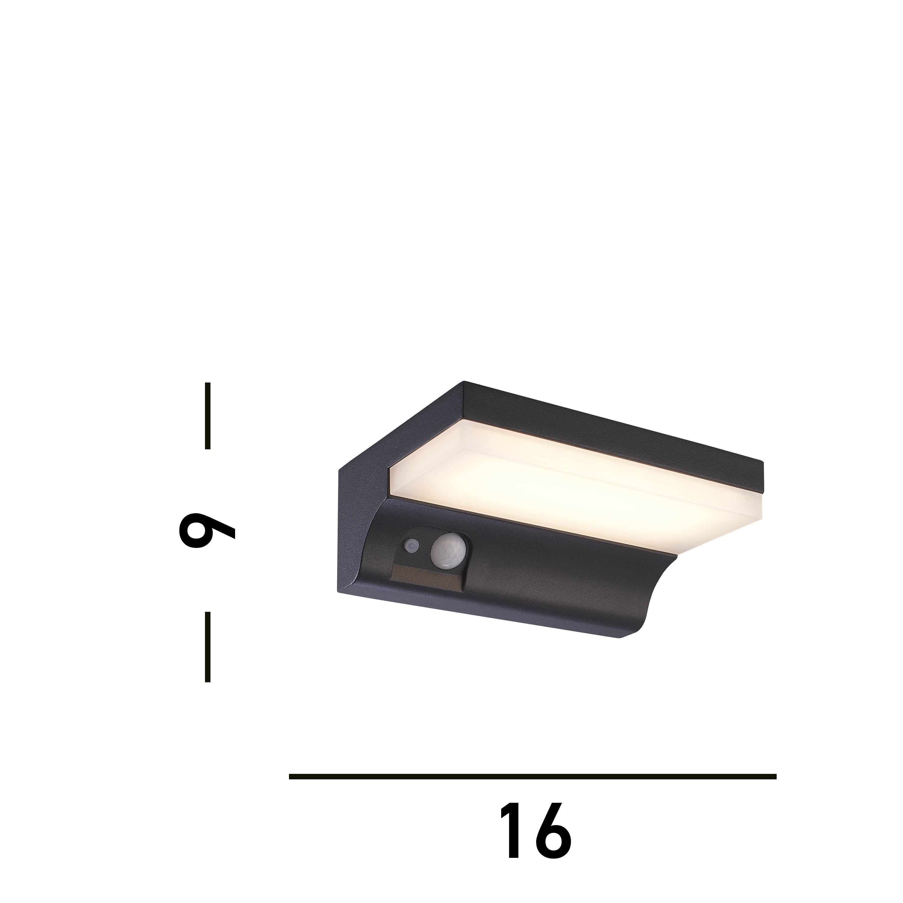 Searchlight Solar Black LED Outdoor Wall Light - 6cm