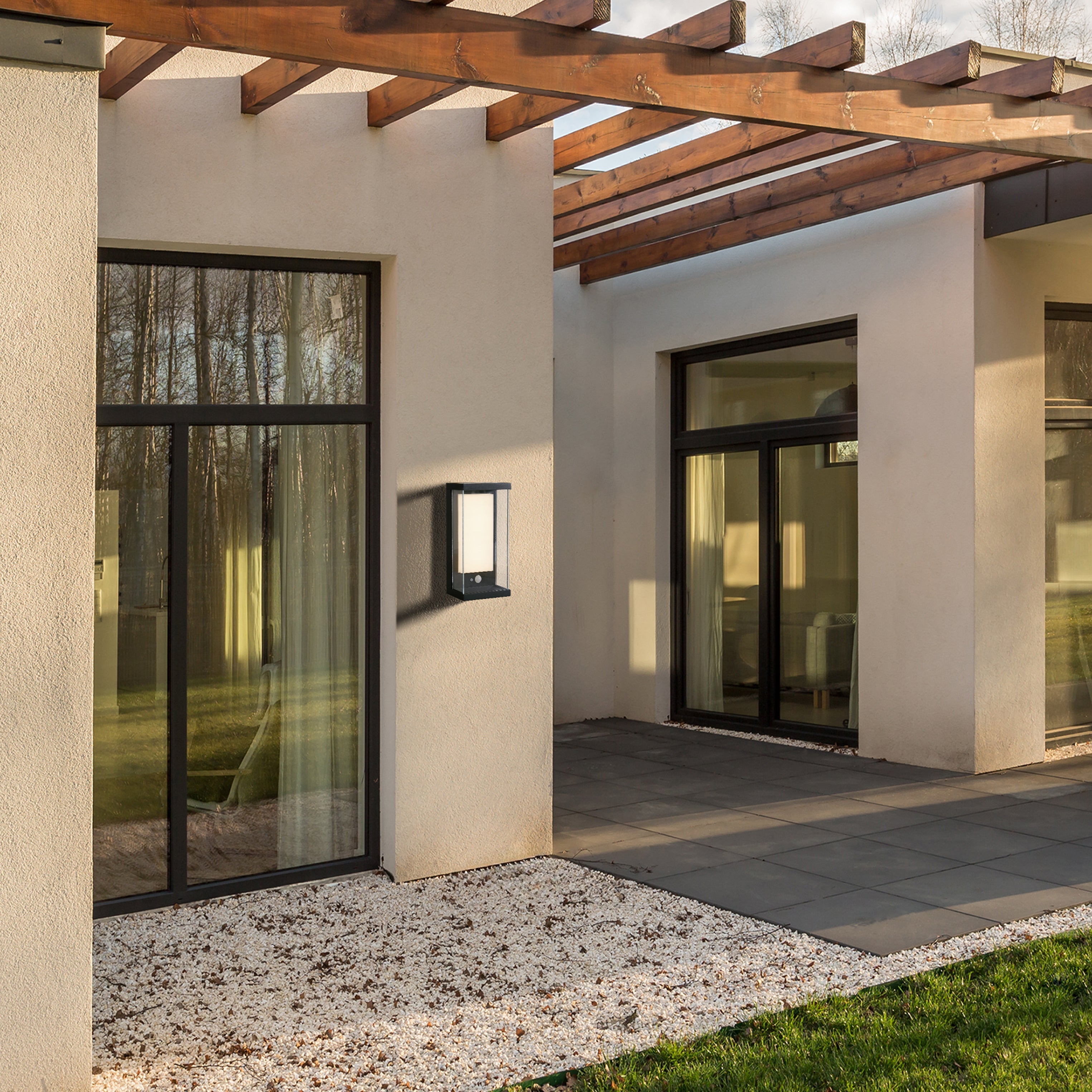 Searchlight Solar Black LED Outdoor Wall Light - 25.3cm