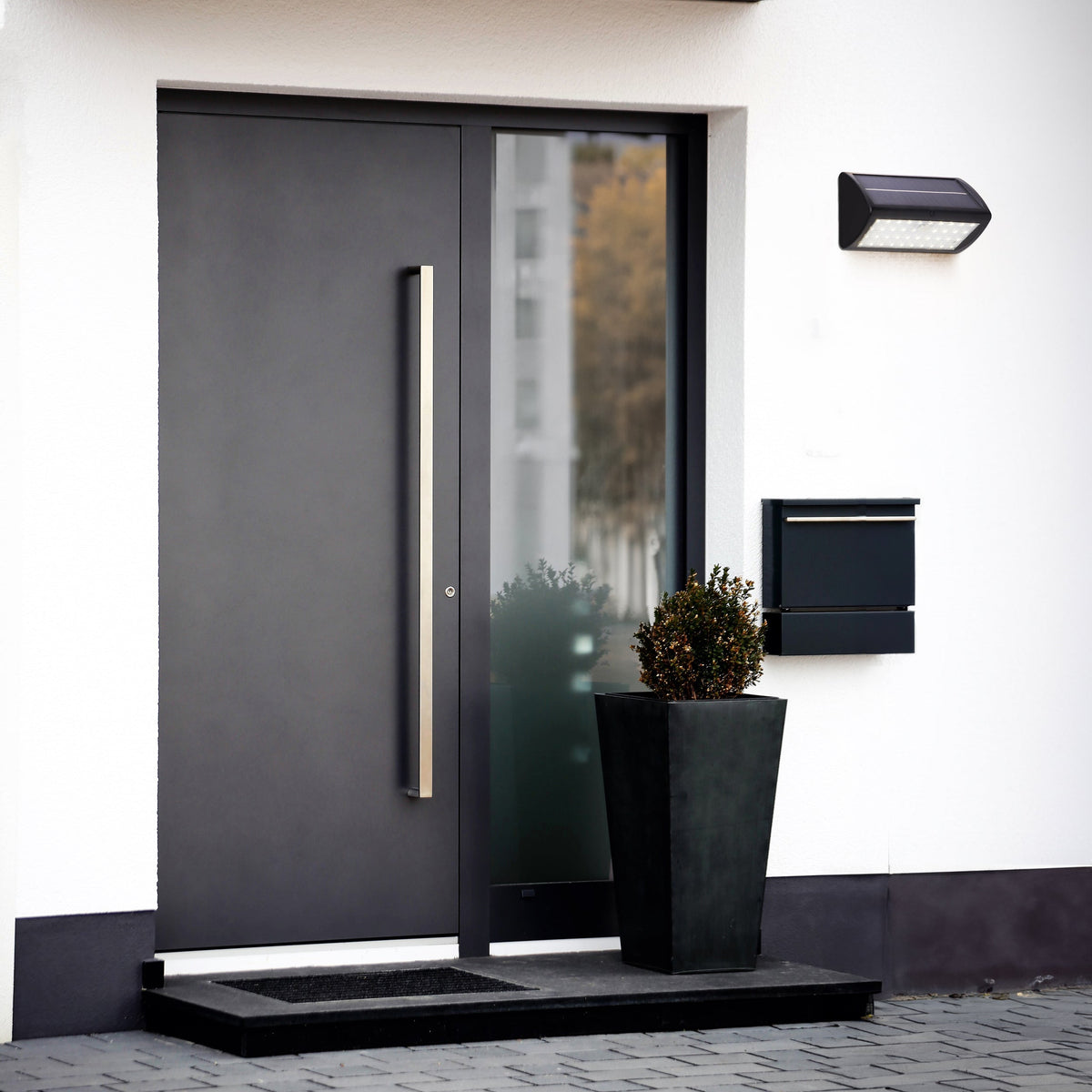 Searchlight Solar Light Grey LED PIR Outdoor Wall Light