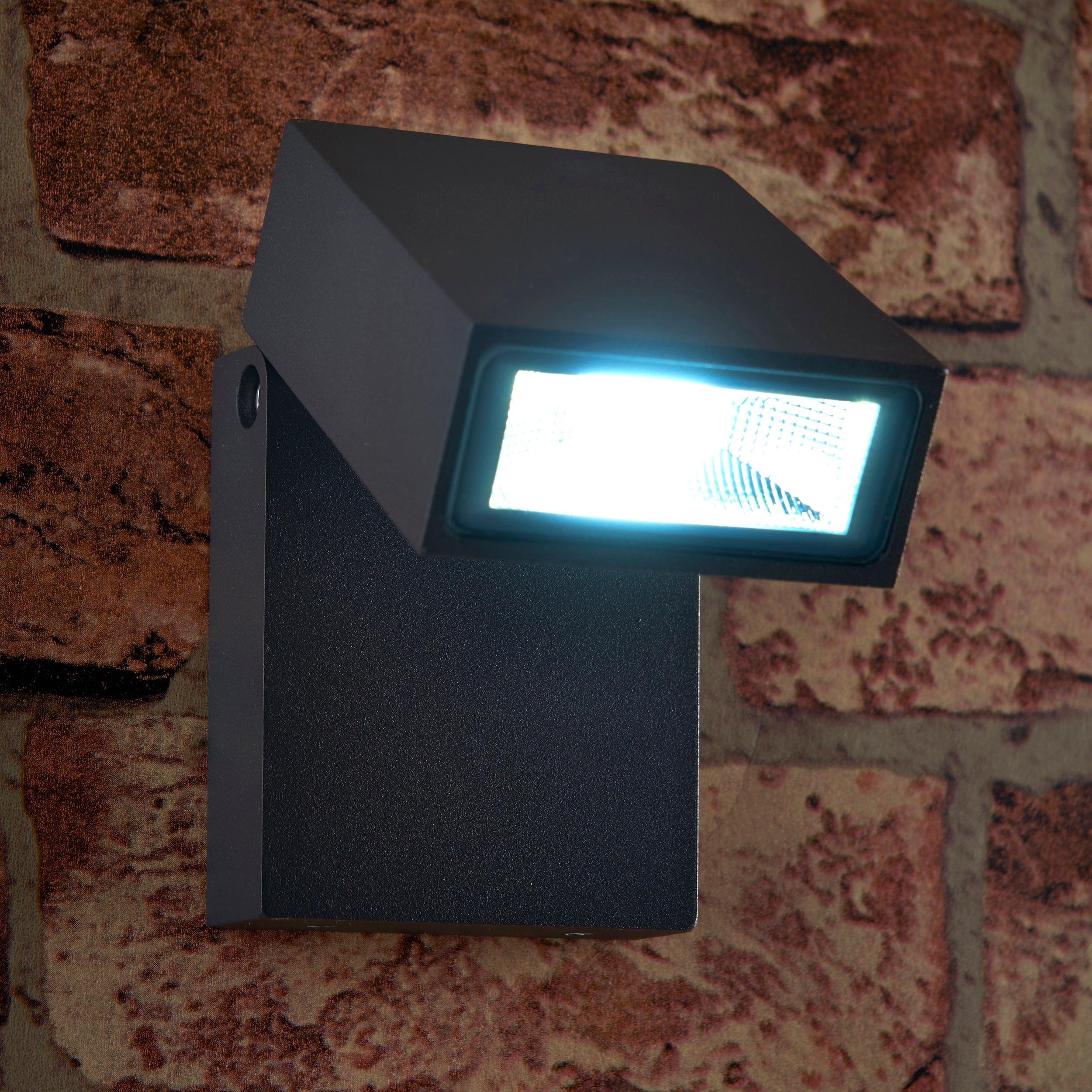 morti led grey adjustable outdoor wall light ip44 10wby Saxby Lighting, close up image