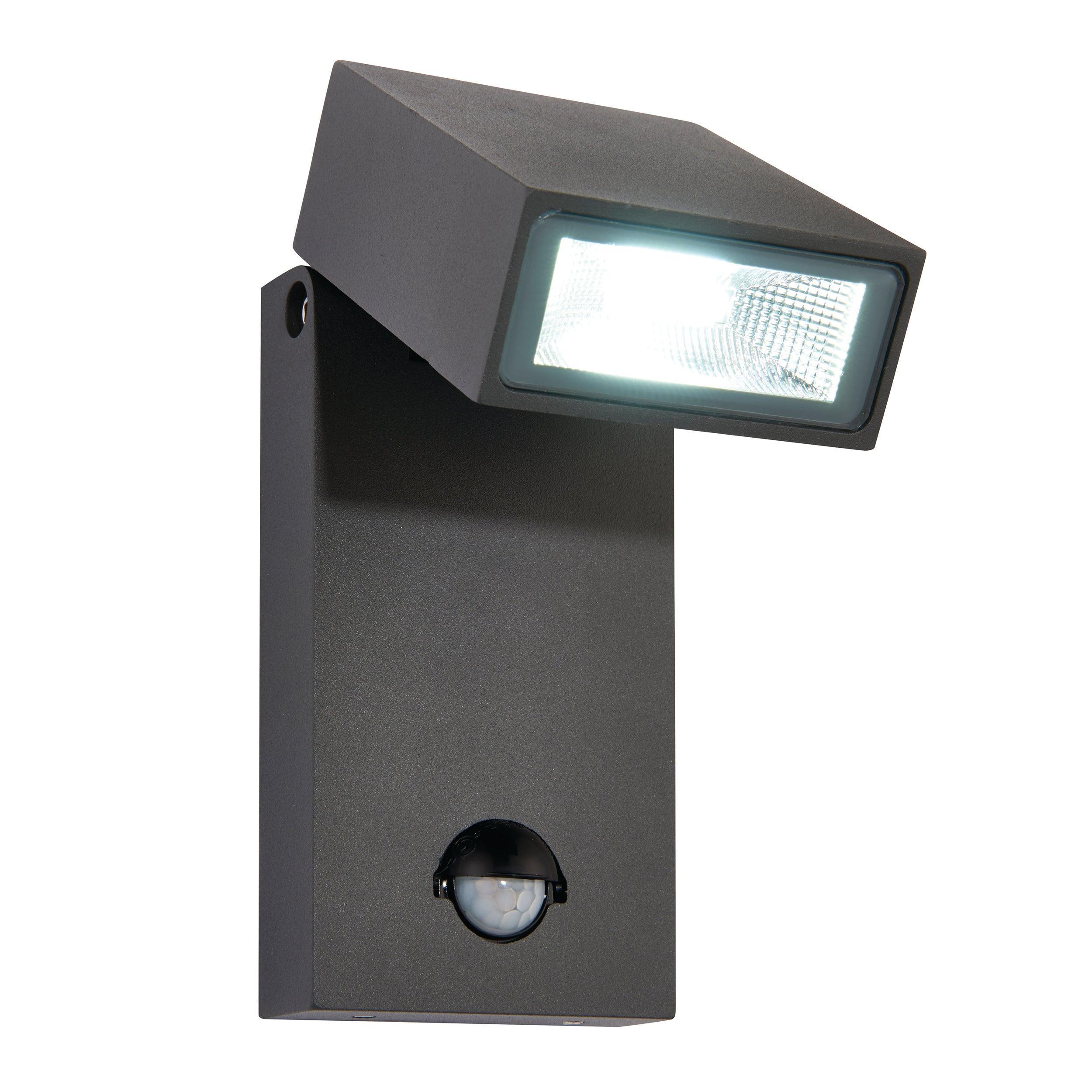 morti pir led grey outdoor wall light ip44 10wby saxby lighting