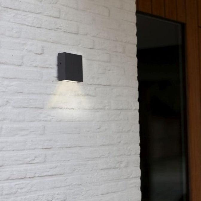 Lutec Gemini XF Extra Flat Outdoor LED Wall Light In Dark Grey-WAREHOUSE-40-200326