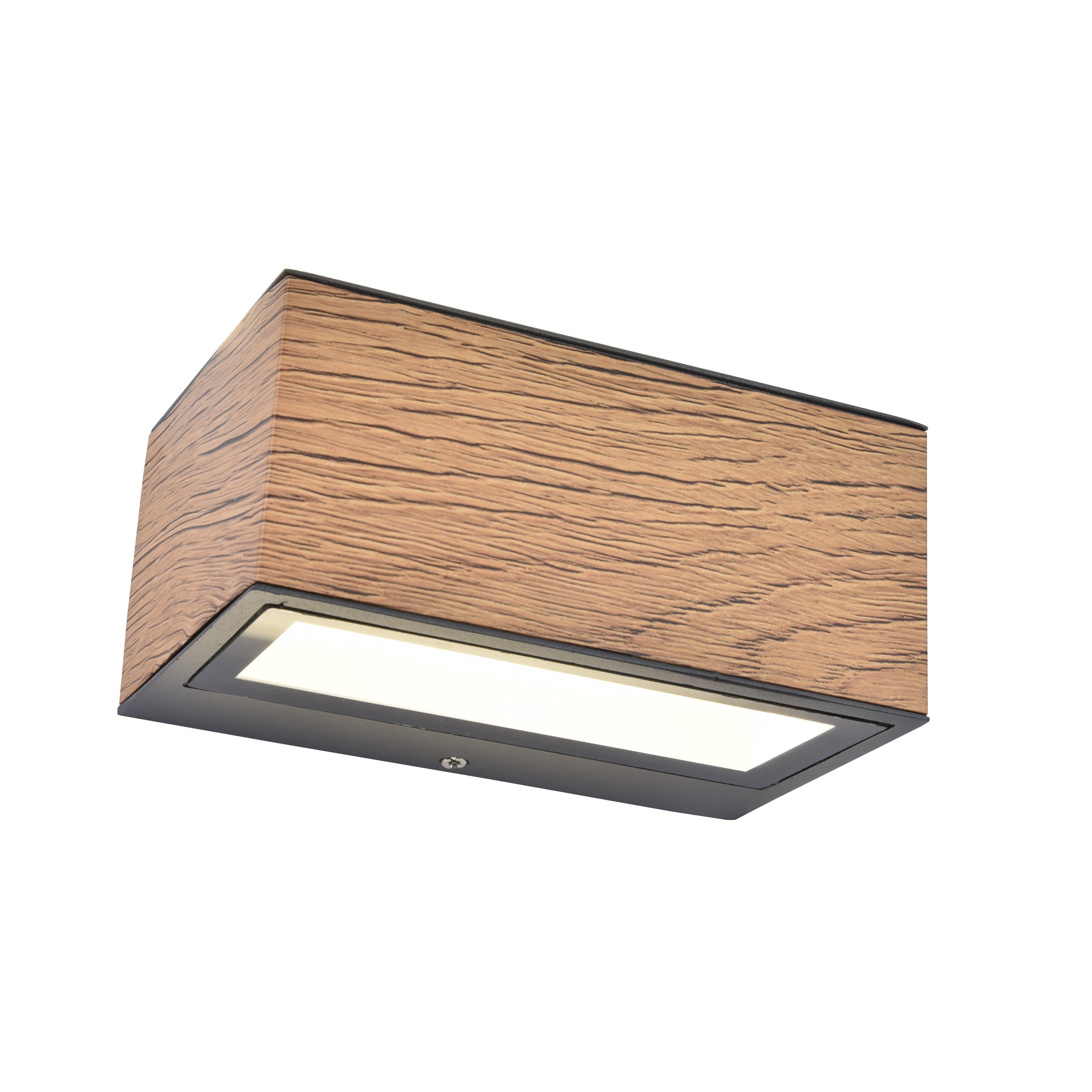 Lutec Gemini Outdoor LED Up & Down Wall Light - Wood Effect-clearance