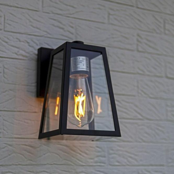 Lutec Fia Outdoor Wall Light Lantern In Matt Black-WAREHOUSE-40-200326