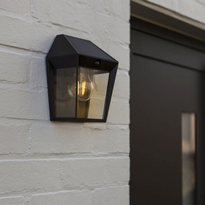 Lutec Avony Solar Outdoor Black Wall Light