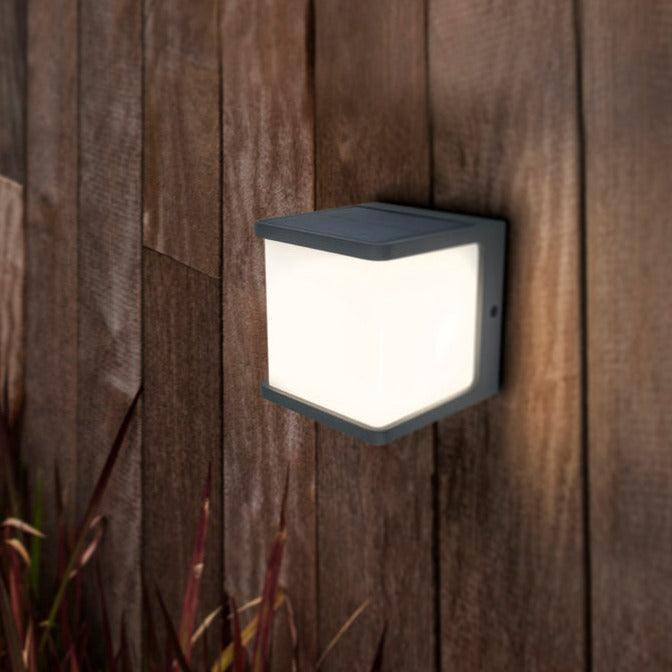Lutec Doblo LED Solar Grey Wall Light - Motion Sensor-clearance