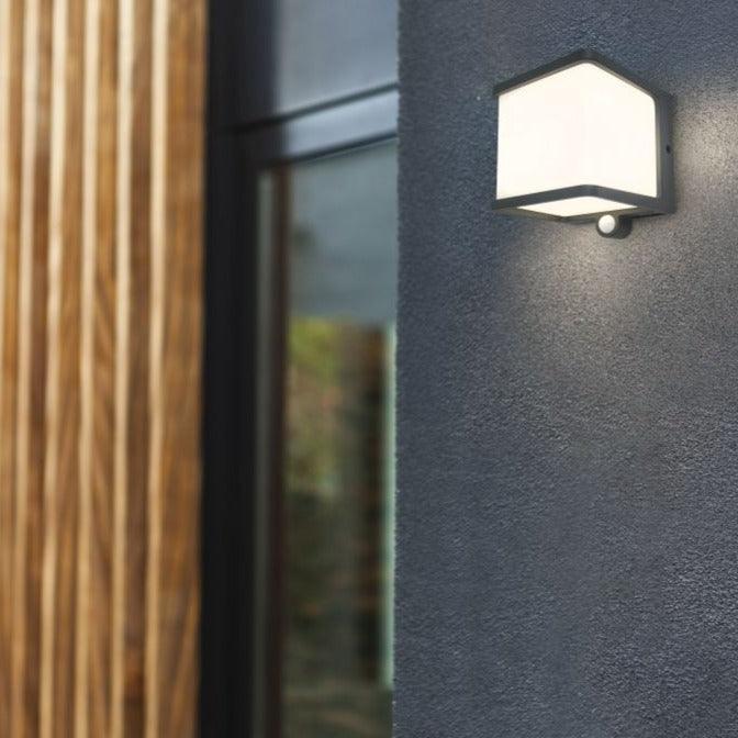 Lutec Doblo LED Solar Grey Wall Light - Motion Sensor-clearance