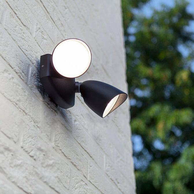 Lutec Shrimp Twin LED Outdoor Spotlight - Black-clearance