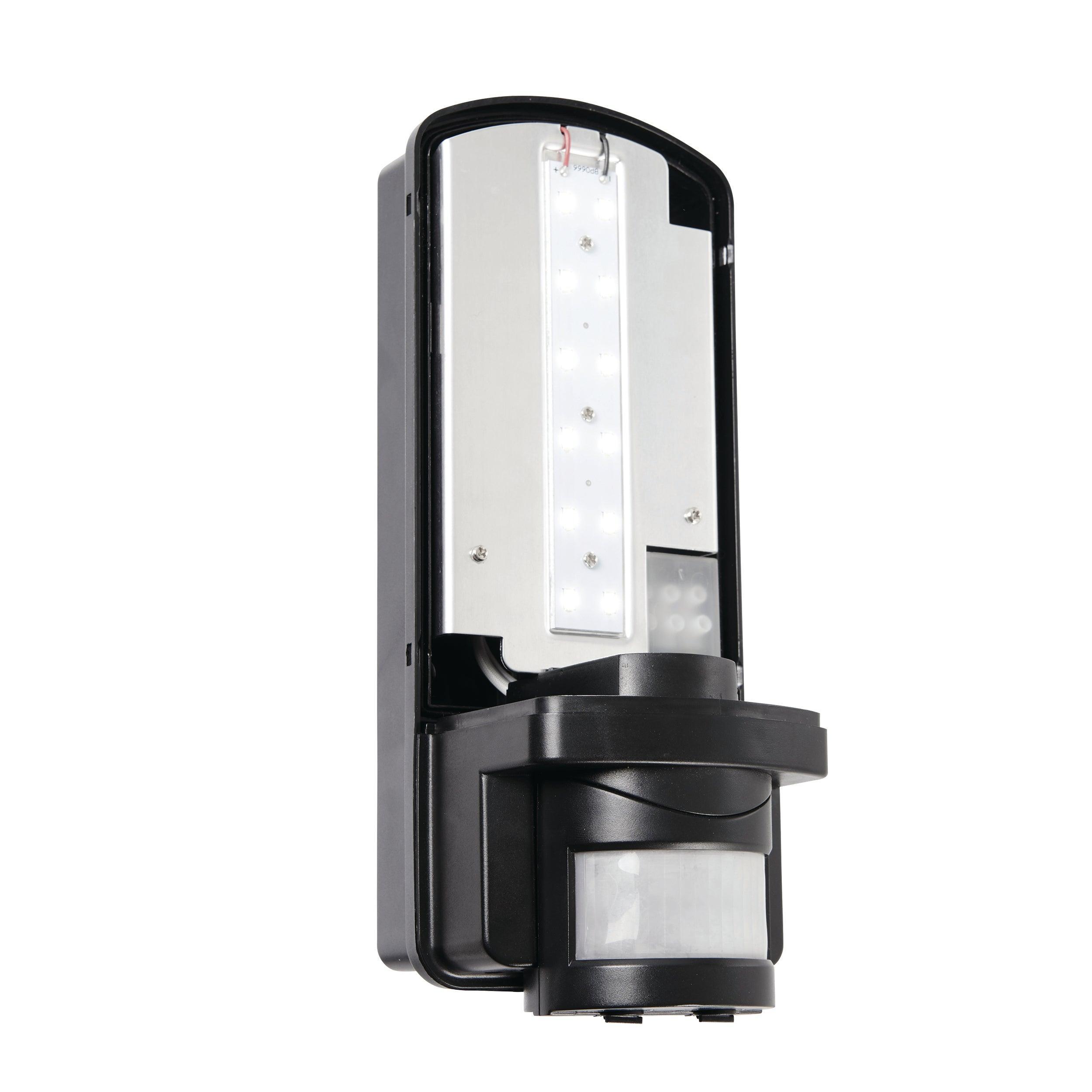 motion led black pir outdoor wall light ip44 6w by saxby lighting, close up image 160