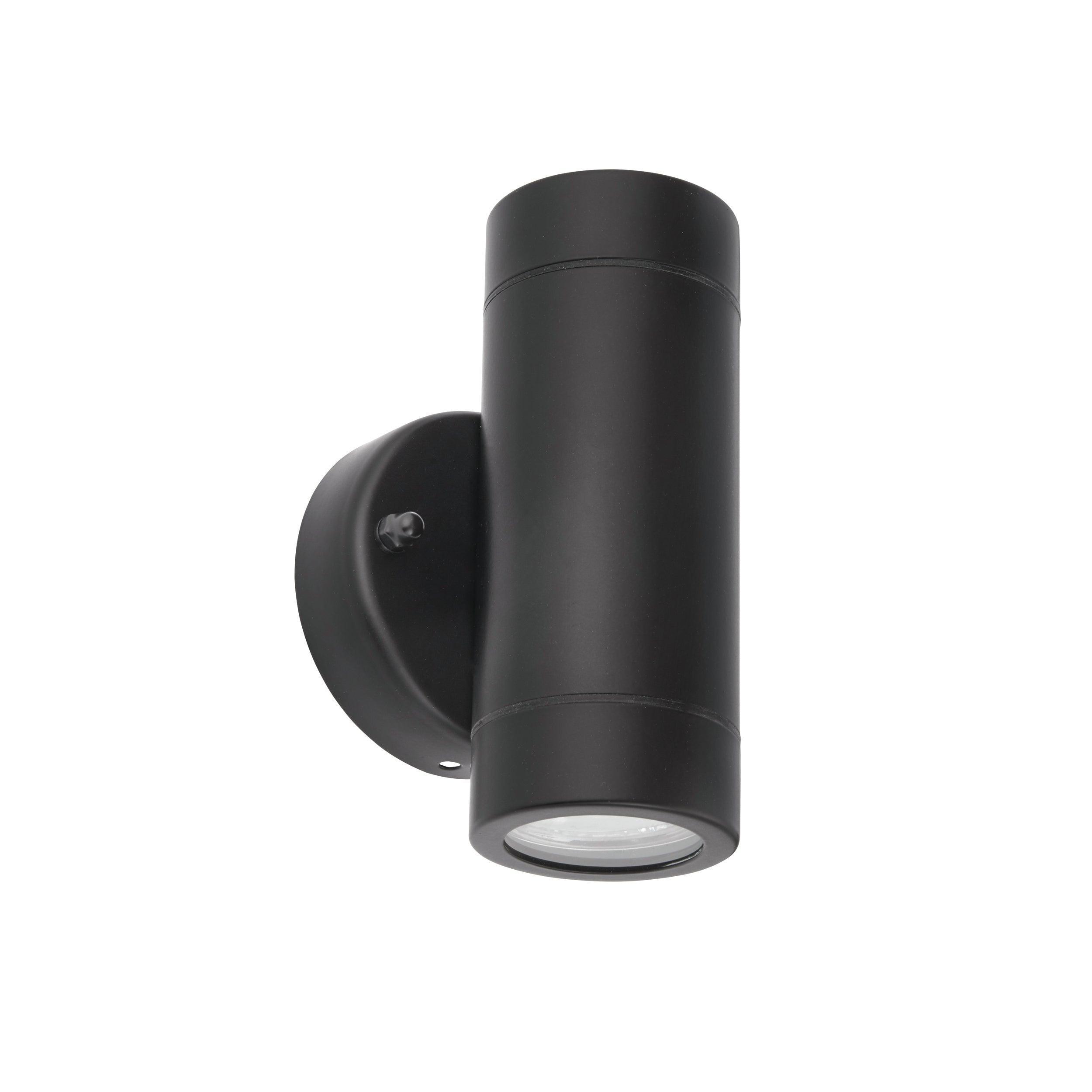 palin 2 light black outdoor wall light ip44 7wby Saxby Lighting, close up image