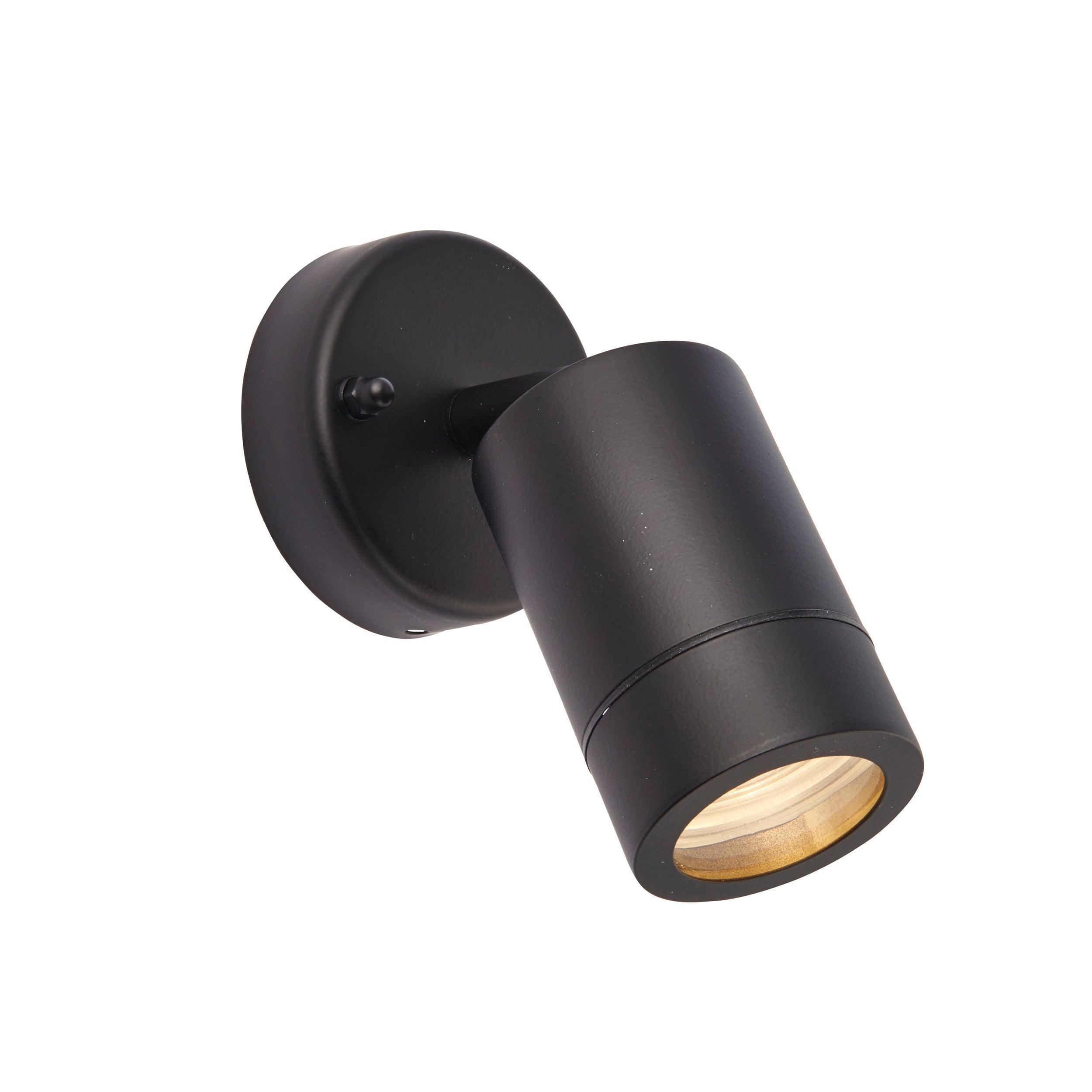palin black led outdoor spot wall light ip44 7wby saxby lighting