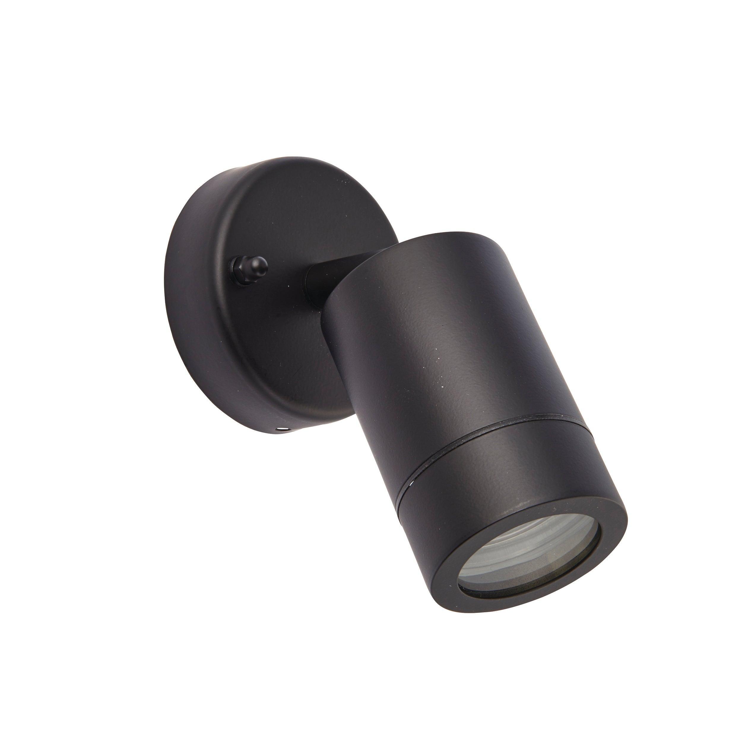 palin black led outdoor spot wall light ip44 7wby Saxby Lighting, close up image