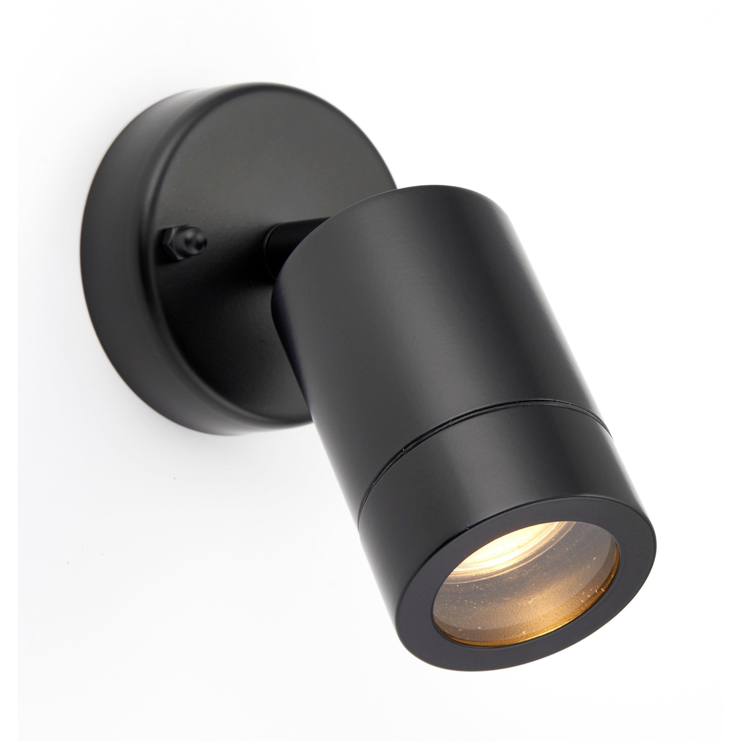 palin black led outdoor spot wall light ip44 7w by saxby lighting, close up image 160