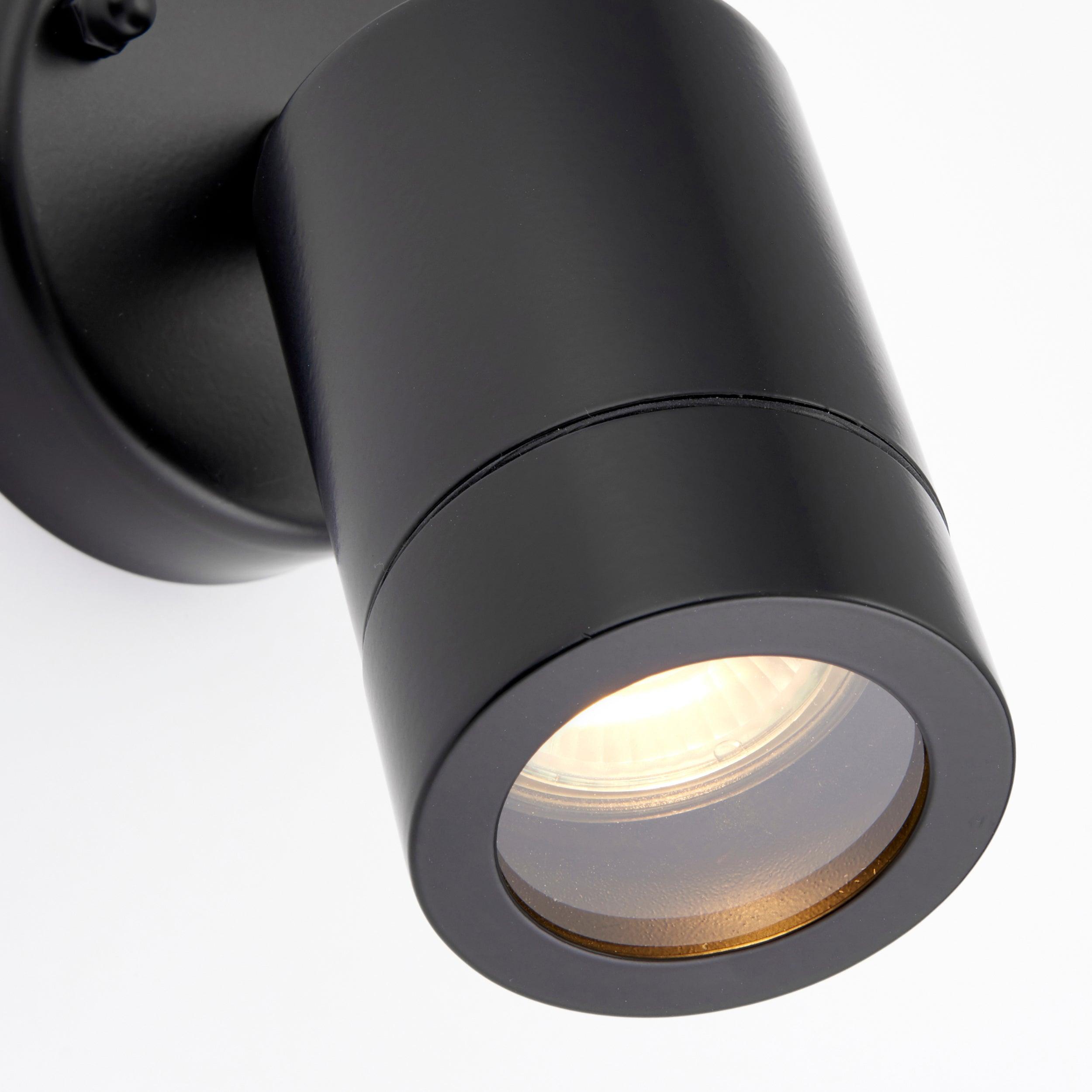palin black led outdoor spot wall light ip44 7w by saxby lighting, close up image 71