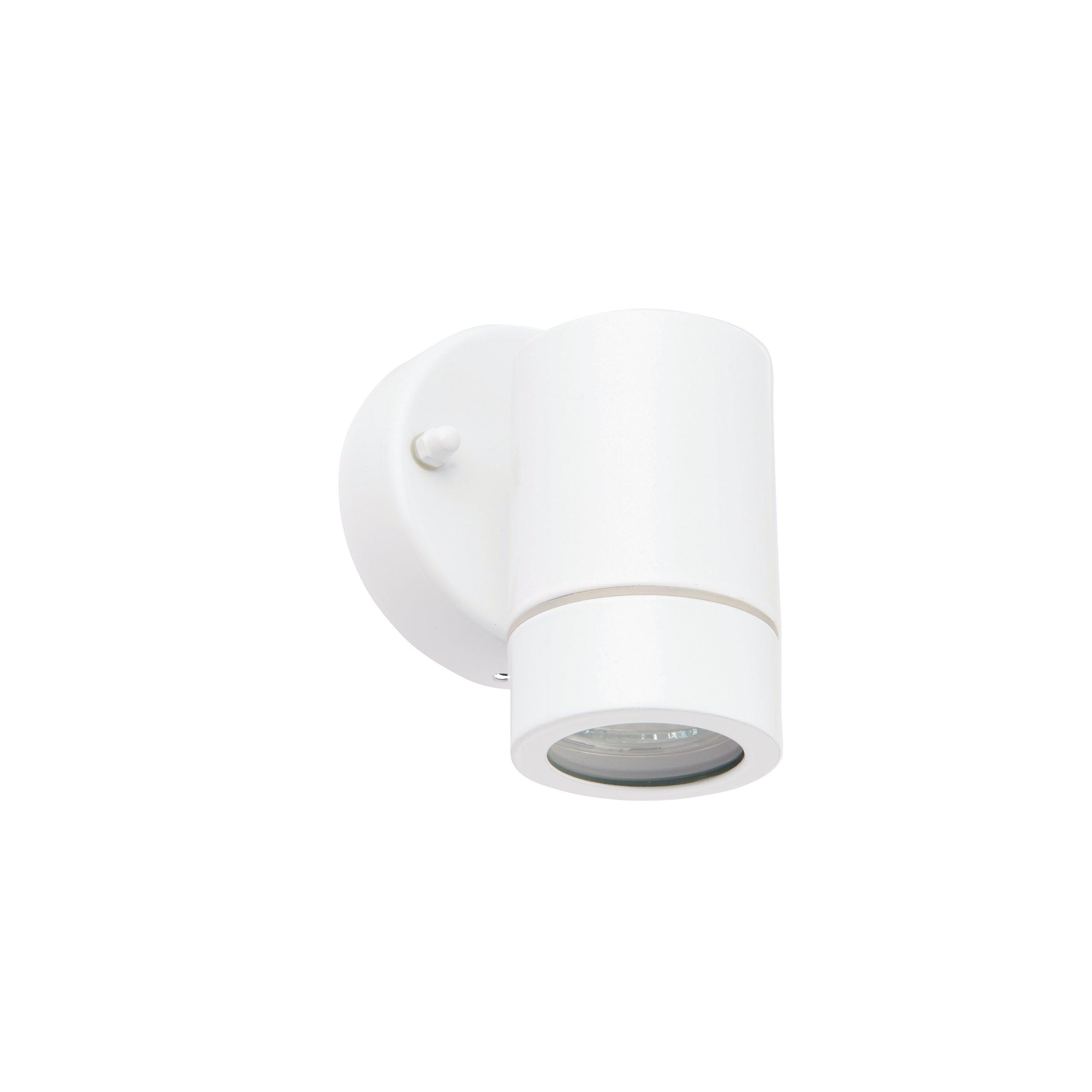 palin white outdoor wall light ip44 7wby Saxby Lighting, close up image
