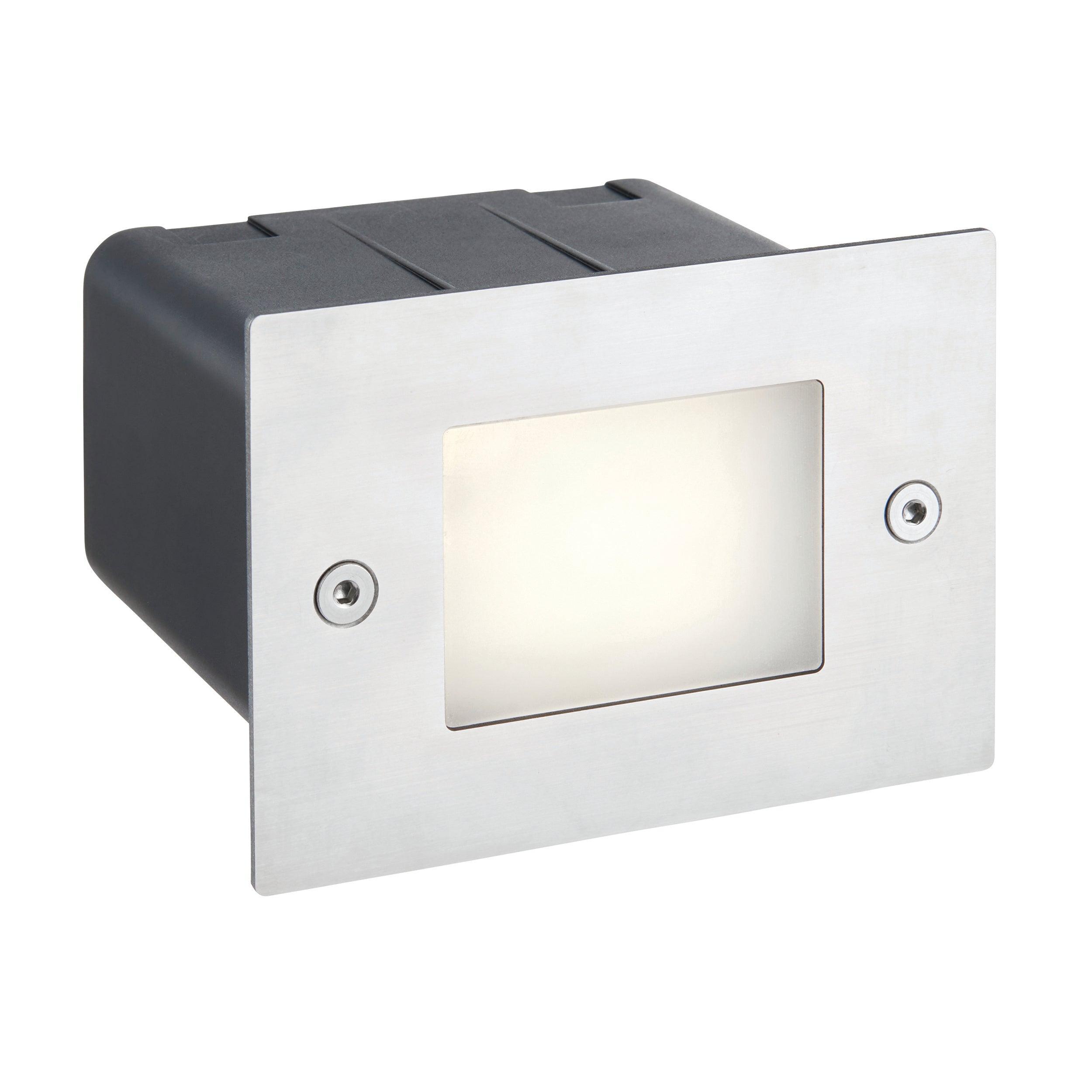 seina silver led half brick light ip44 2w cool whiteby saxby lighting