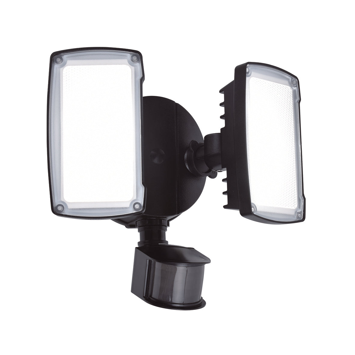 Lutec Chimera Black Twin Head Floodlight IP54 Photocell & PIR