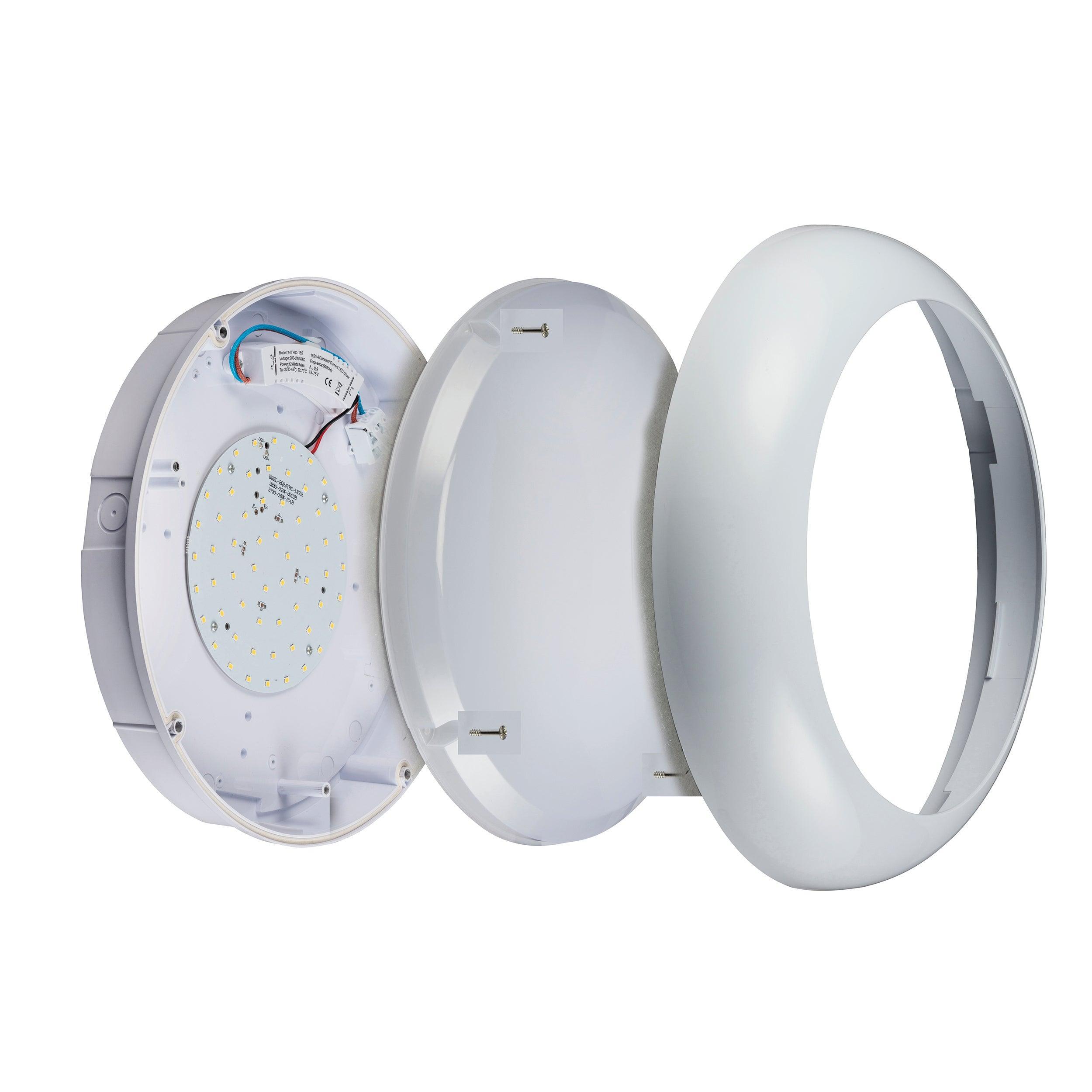 forca led white outdoor bulkhead light ip65 12w cool white by saxby lighting, close up image 101