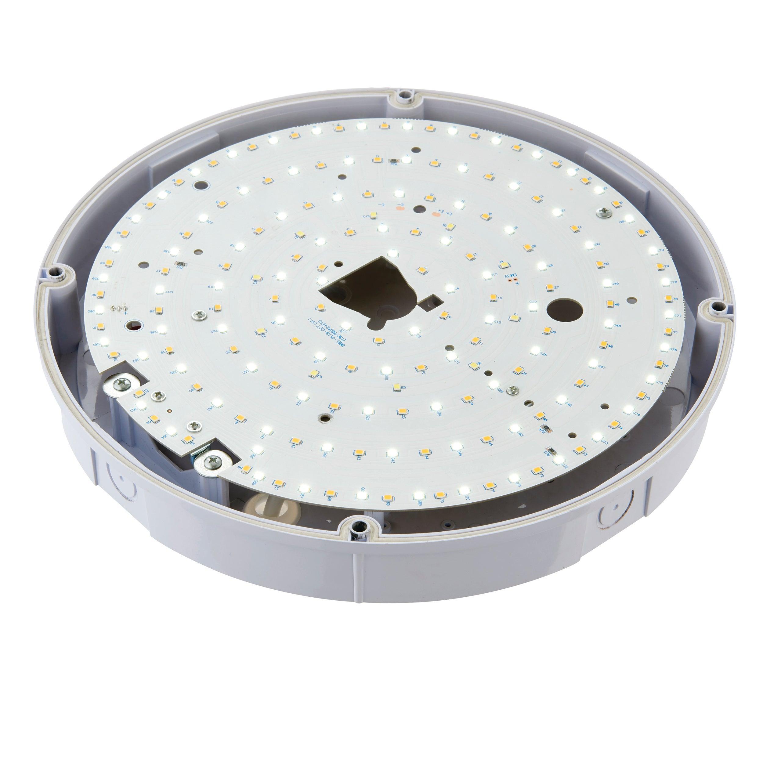 forca white outdoor flush bulkhead light ip65 18w cct by saxby lighting, close up image 99