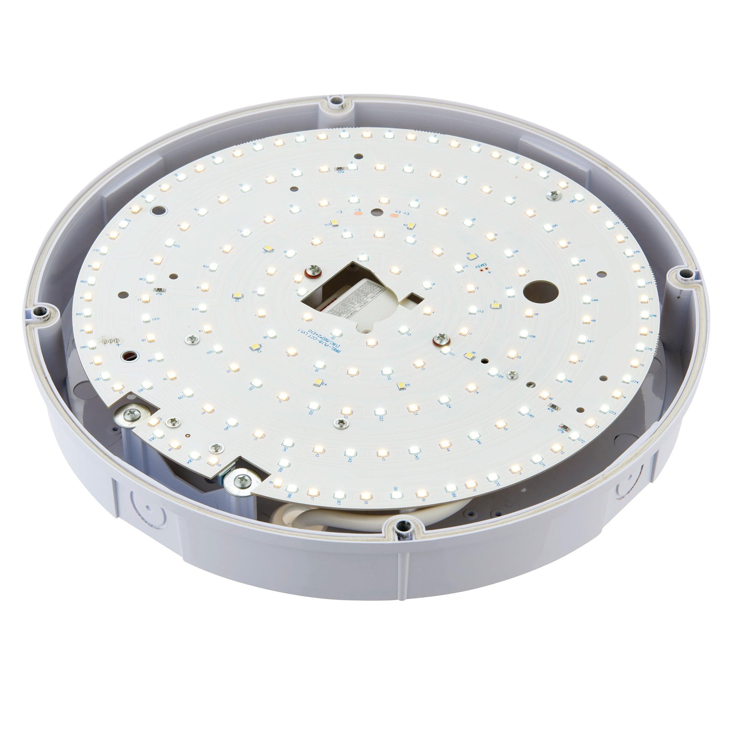 forca led bulkhead with microwave sensor ip65 18w cct by saxby lighting, close up image 109