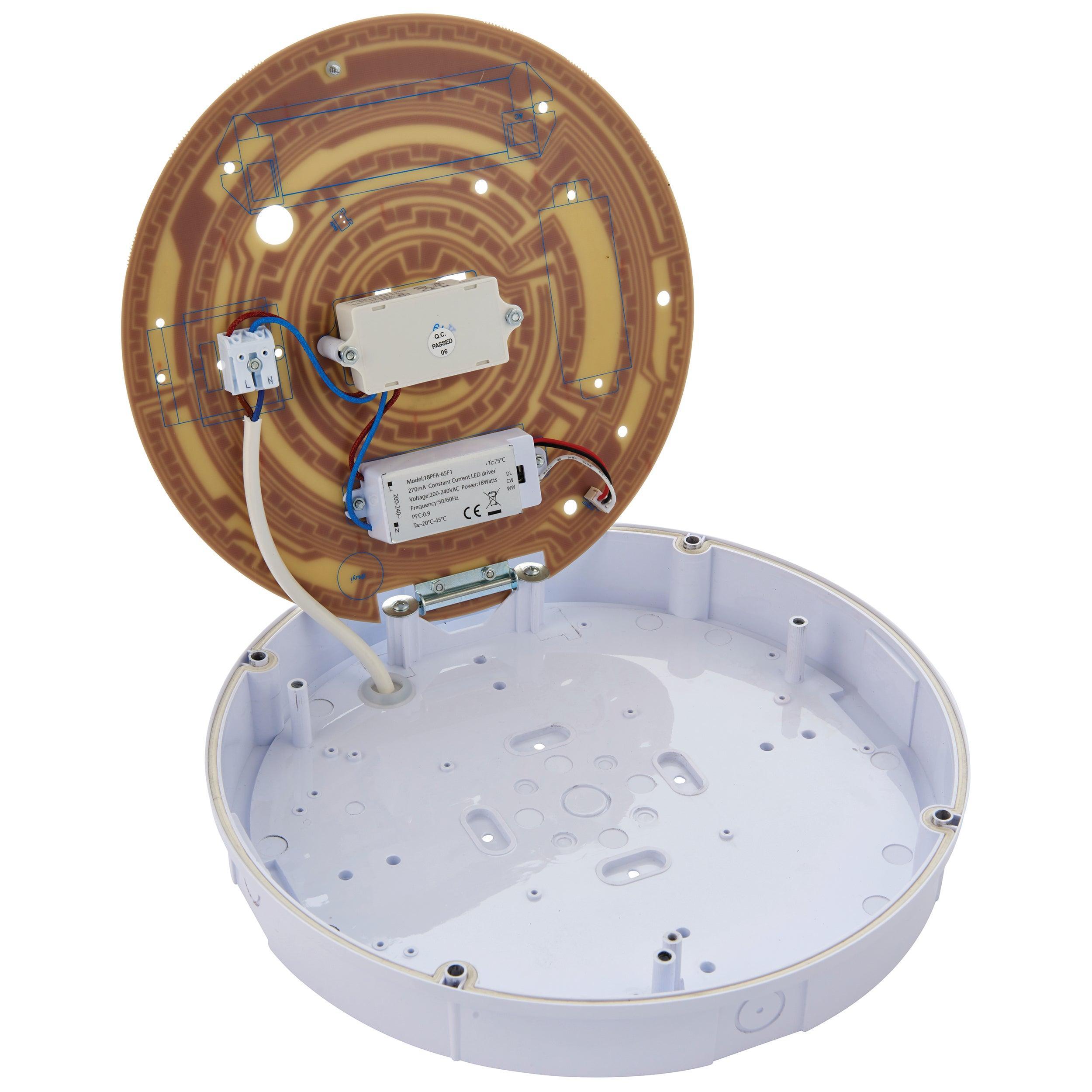 forca led bulkhead with microwave sensor ip65 18w cct by saxby lighting, close up image 100