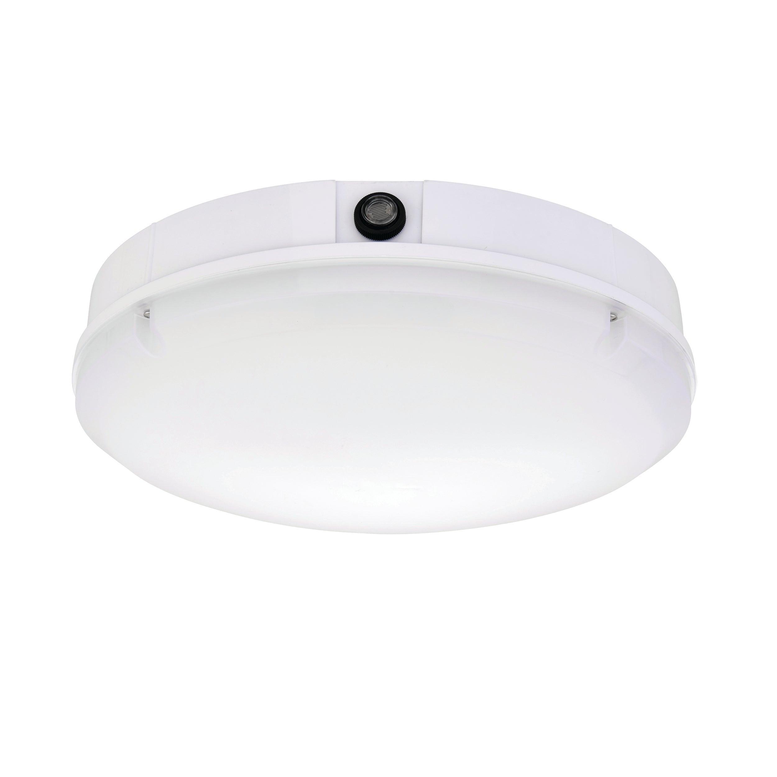 forca cct led bulkhead with daylight sensor ip65 18wby Saxby Lighting, close up image