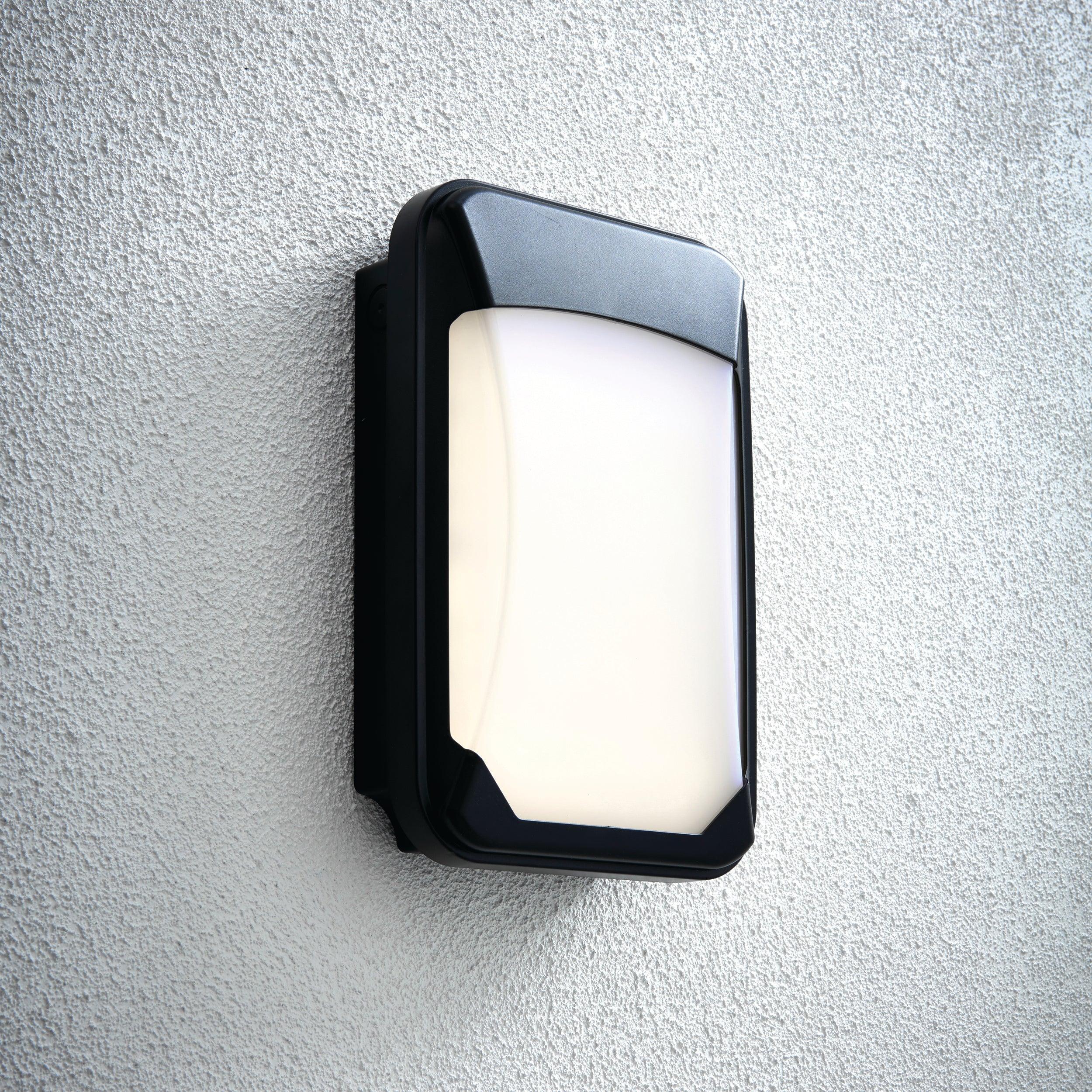 lucca black small led outdoor wall light ip65 15w by saxby lighting, close up image 187