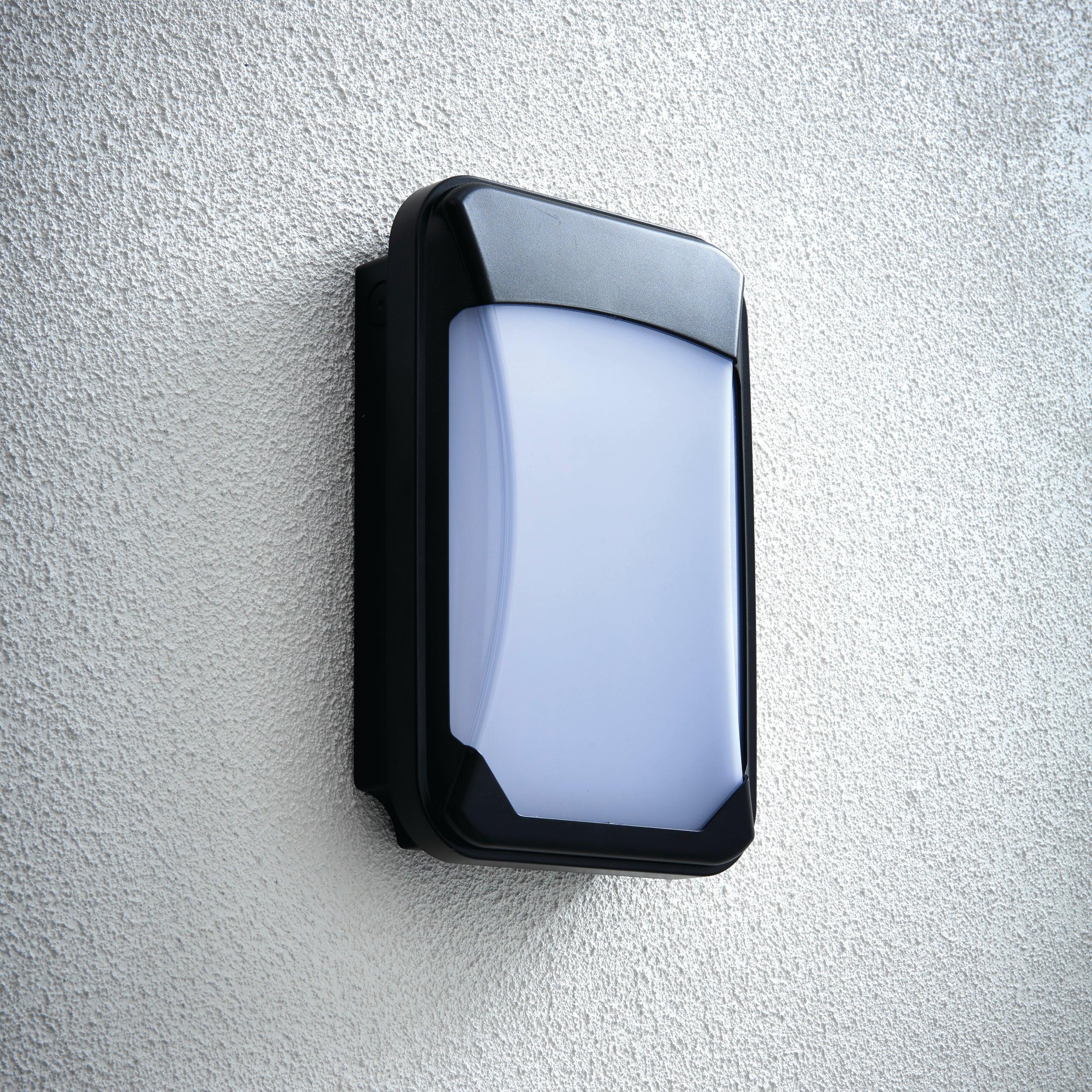 lucca black small led outdoor wall light ip65 15w by saxby lighting, close up image 163