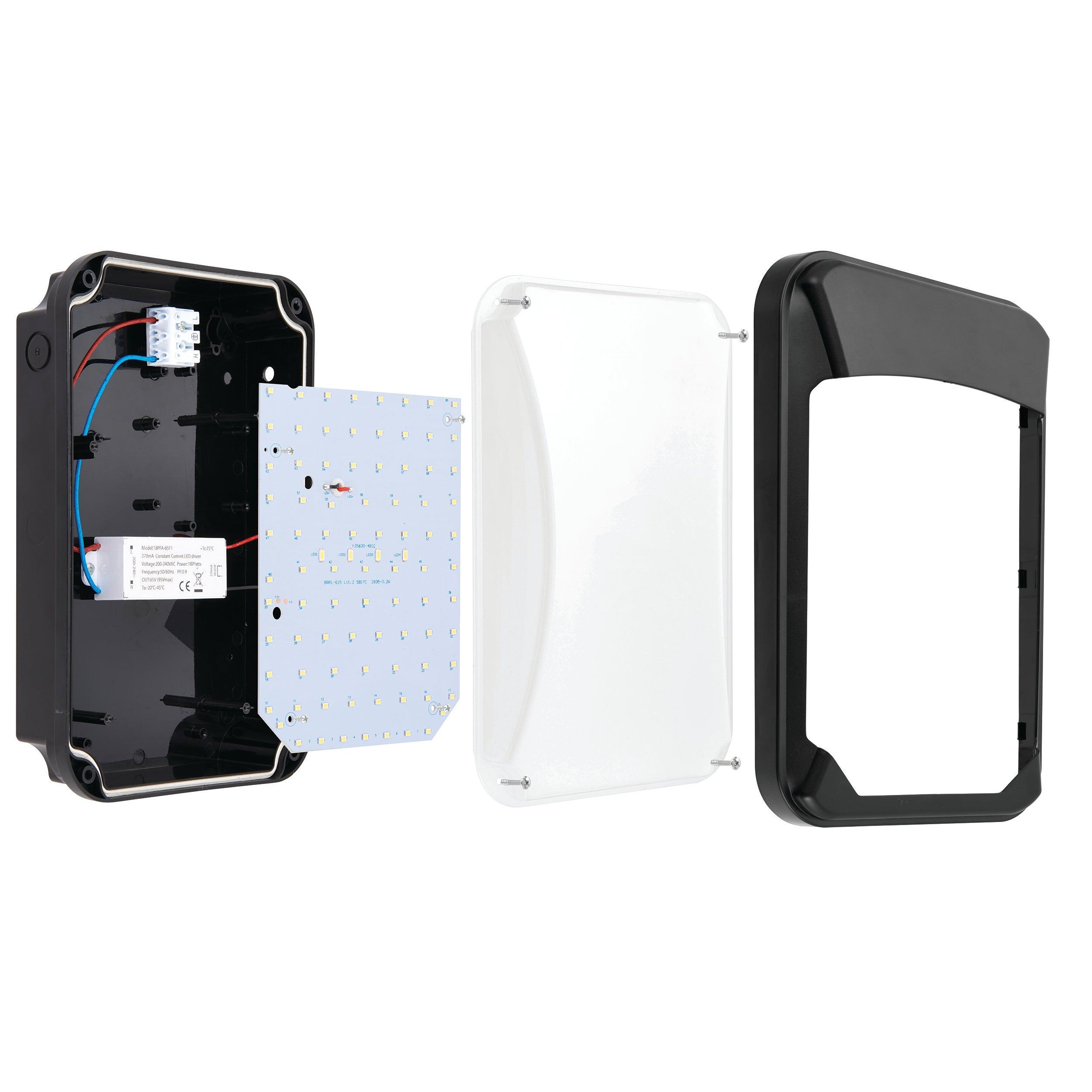 lucca black small led outdoor wall light ip65 15w by saxby lighting, close up image 82