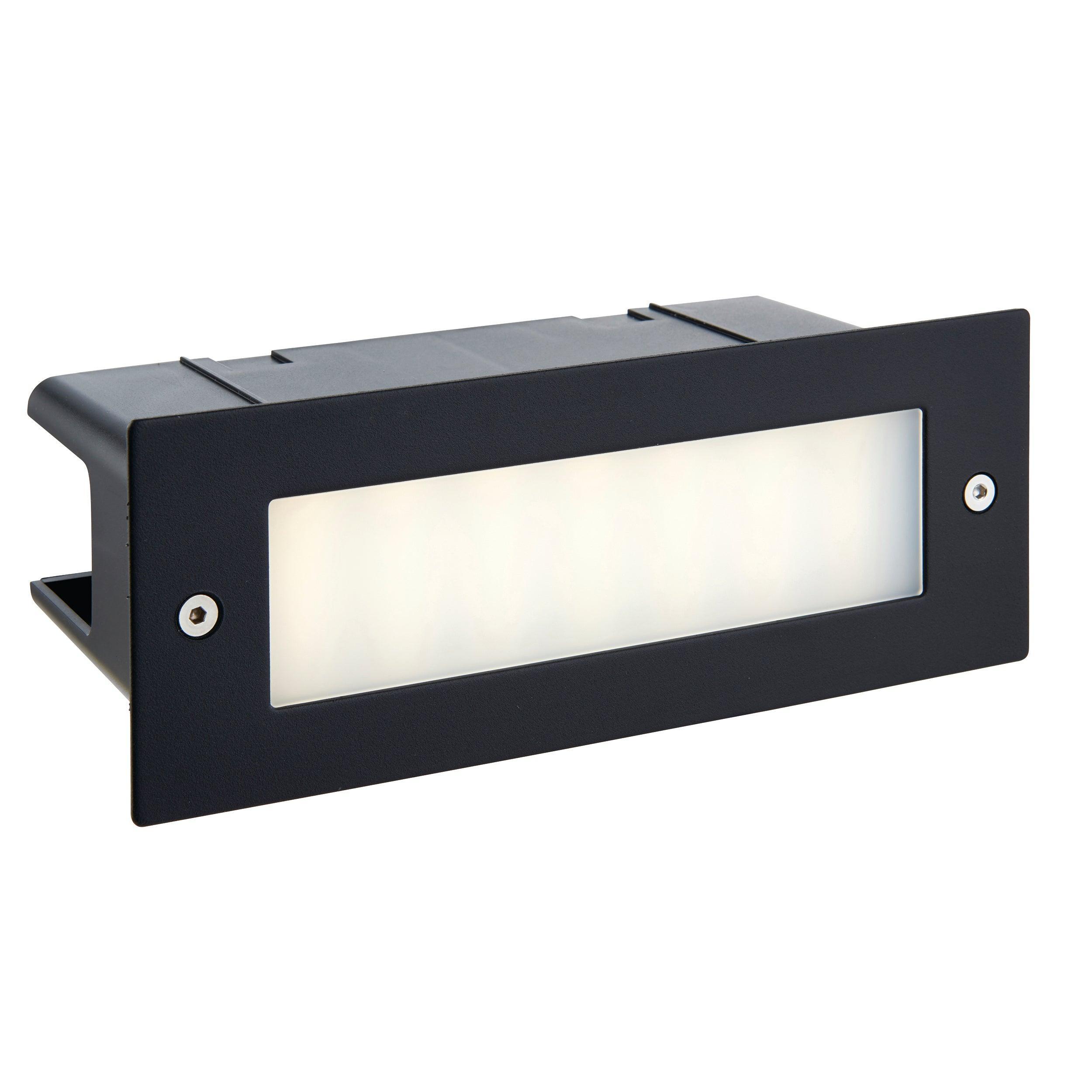 seina black led brick light ip44 3 5w cool whiteby saxby lighting
