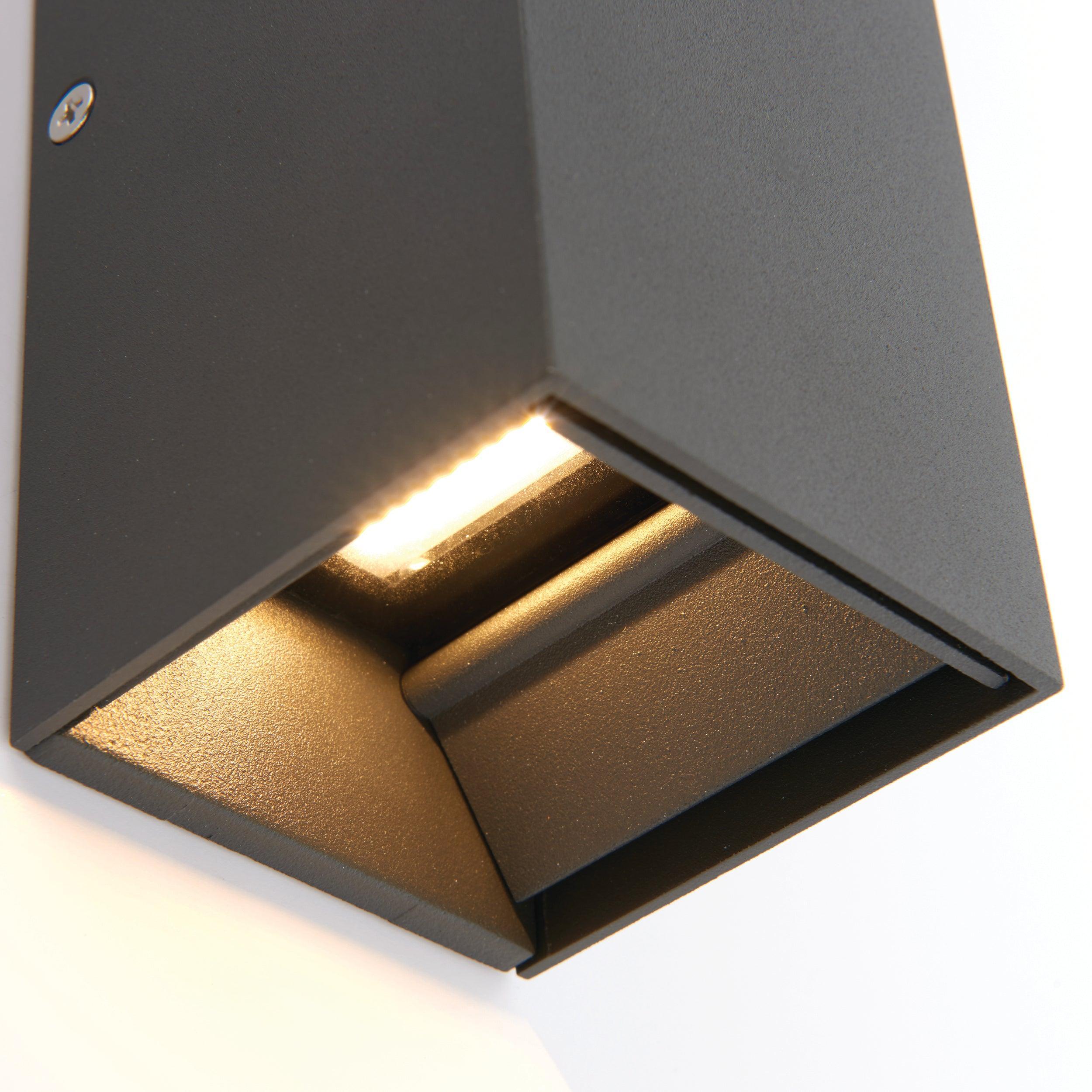 glover black led outdoor wall light ip44 5 5w by saxby lighting, close up image 400