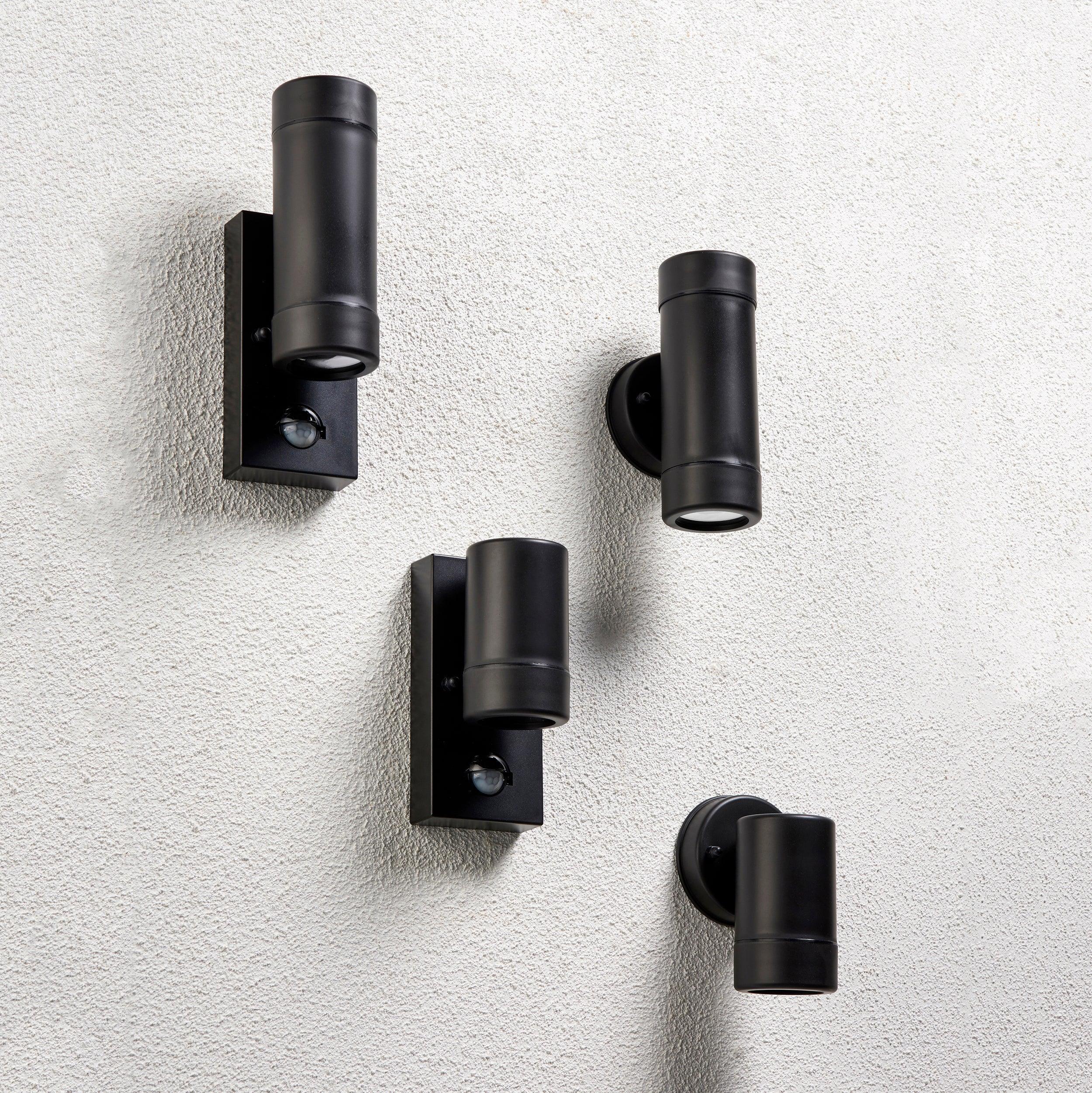 icarus 2 light black outdoor wall light ip44 7w by saxby lighting, close up image 178