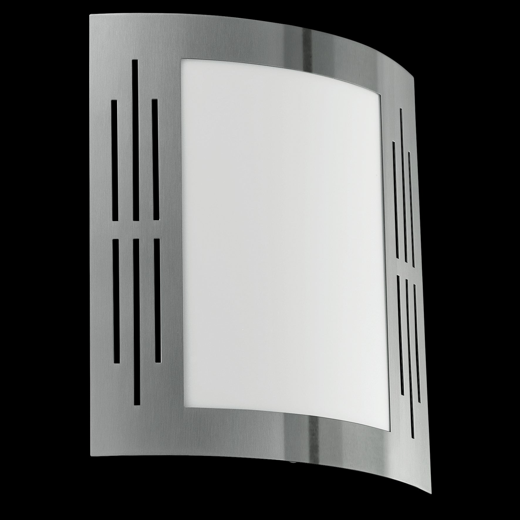 eglo city ip44 curved stainless steel outdoor wall light living room close up