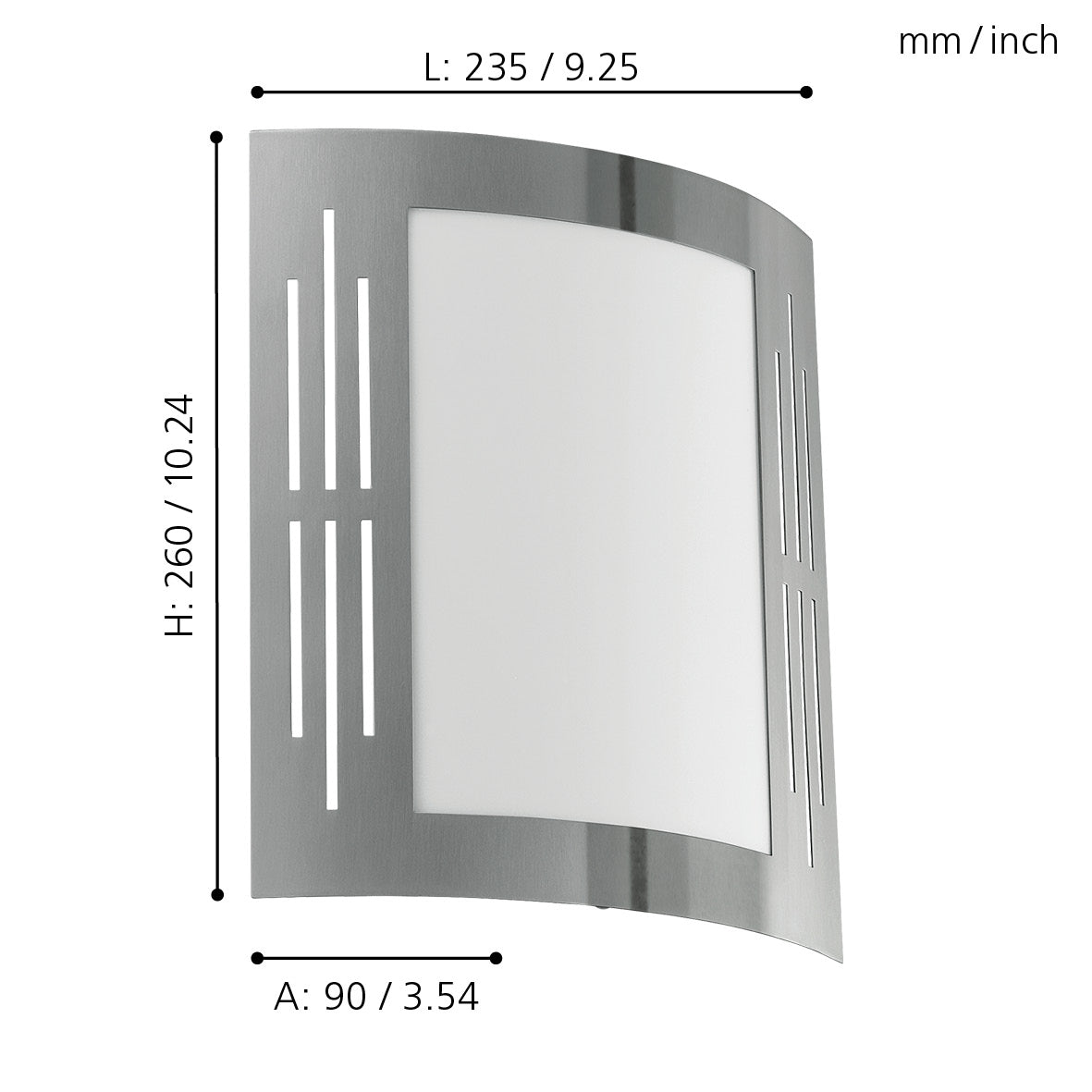 eglo city ip44 curved stainless steel outdoor wall light kitchen lighting