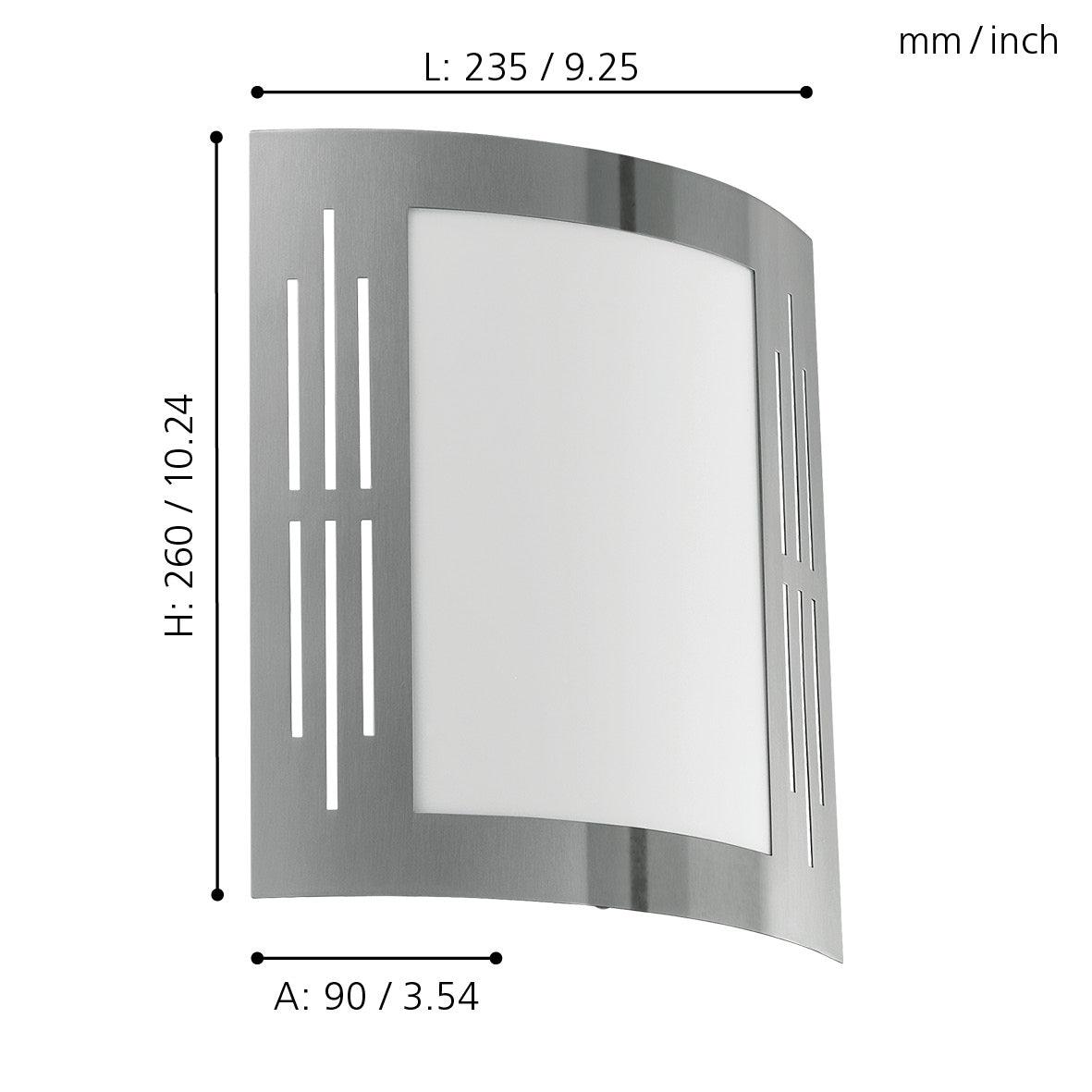 Eglo City IP44 Curved Stainless Steel Outdoor Wall Light-clearance