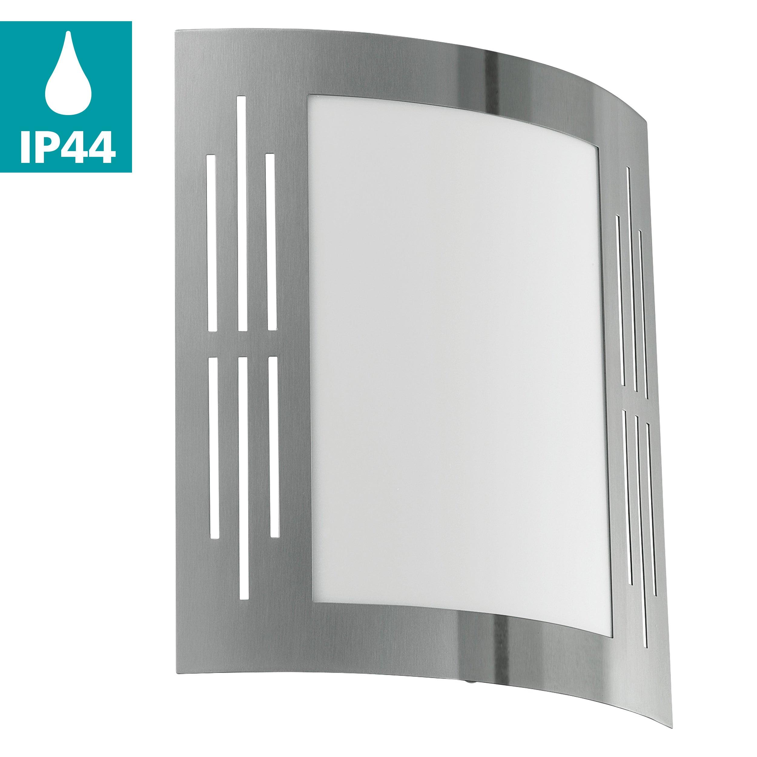 Eglo City IP44 Curved Stainless Steel Outdoor Wall Light-clearance