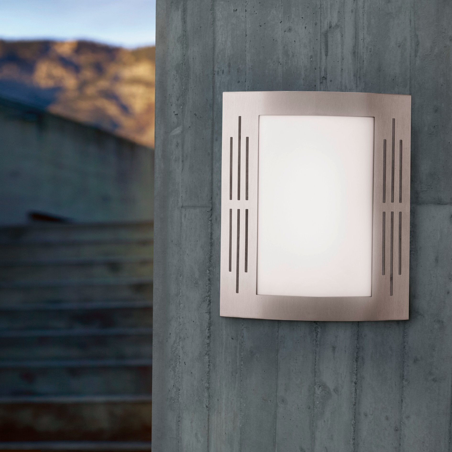 eglo city ip44 curved stainless steel outdoor wall light living room image