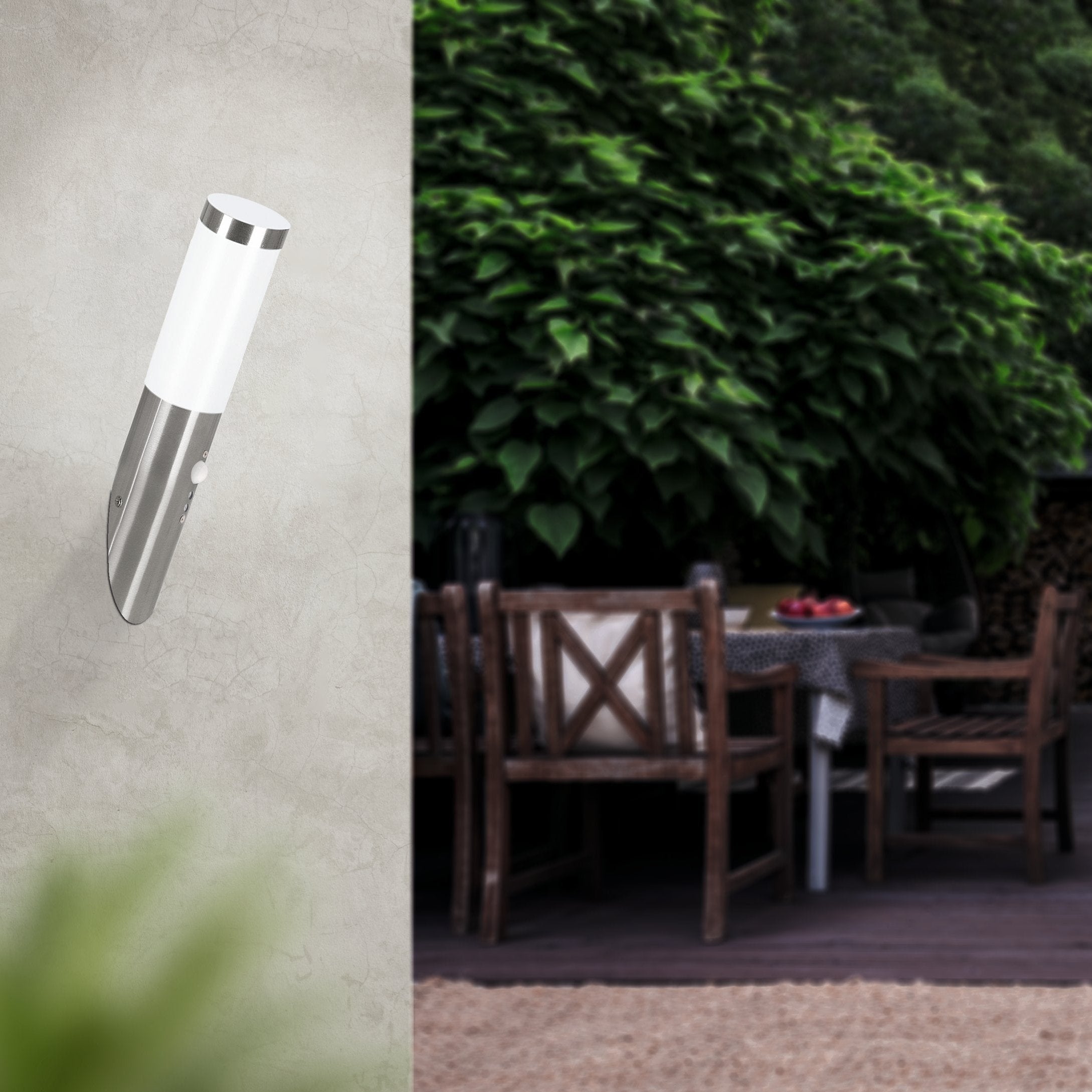 eglo helsinki ip44 stainless steel outdoor pir wall light