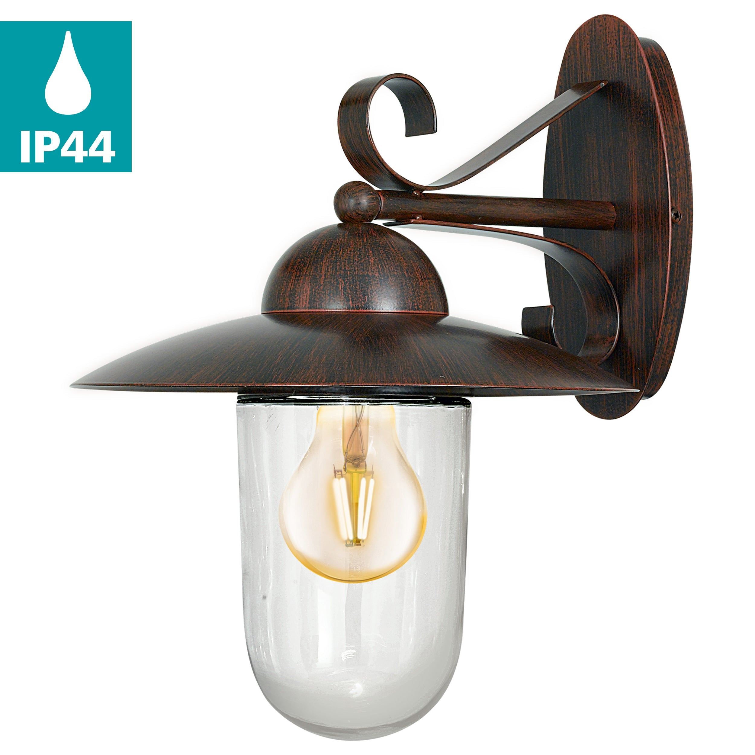 eglo milton antique brown ip44 outdoor wall light kitchen lighting