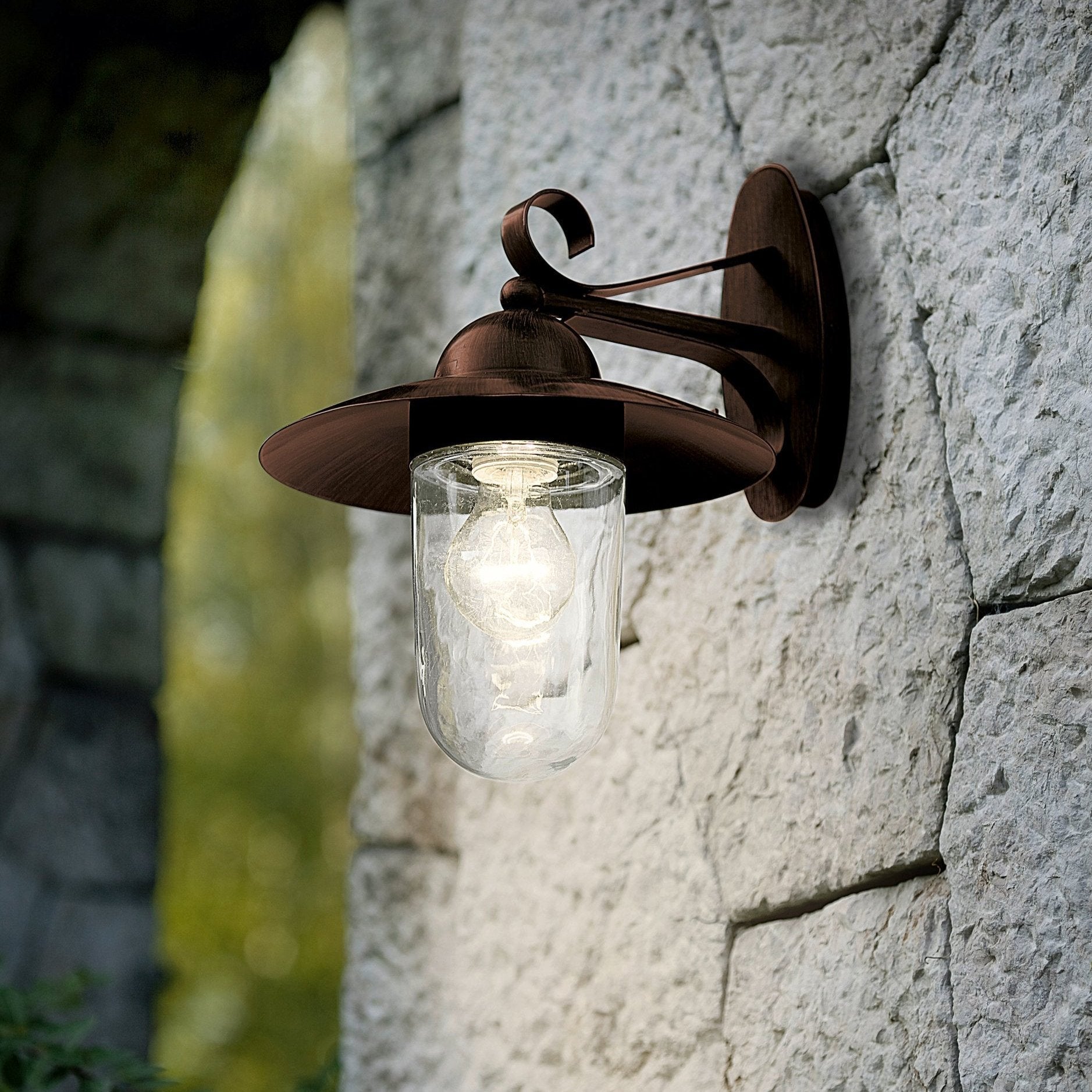 eglo milton antique brown ip44 outdoor wall light