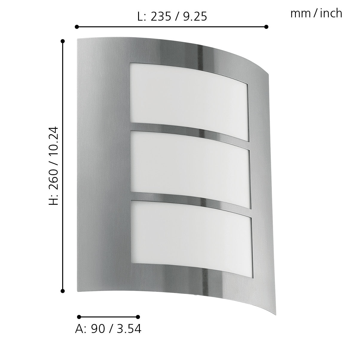 eglo city ip44 curved silveroutdoor wall light kitchen lighting