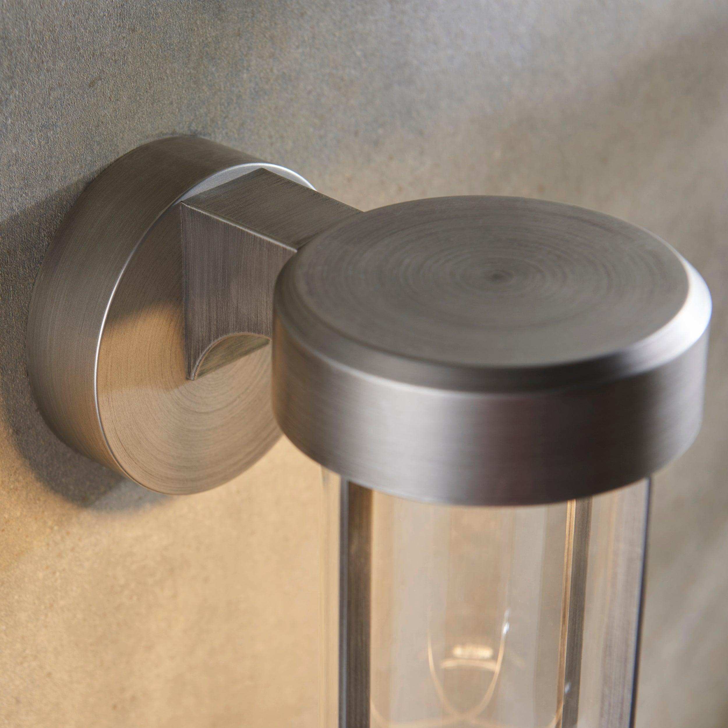 Newquay Large LED Brushed Silver Outdoor Wall Light-WAREHOUSE-40-130226