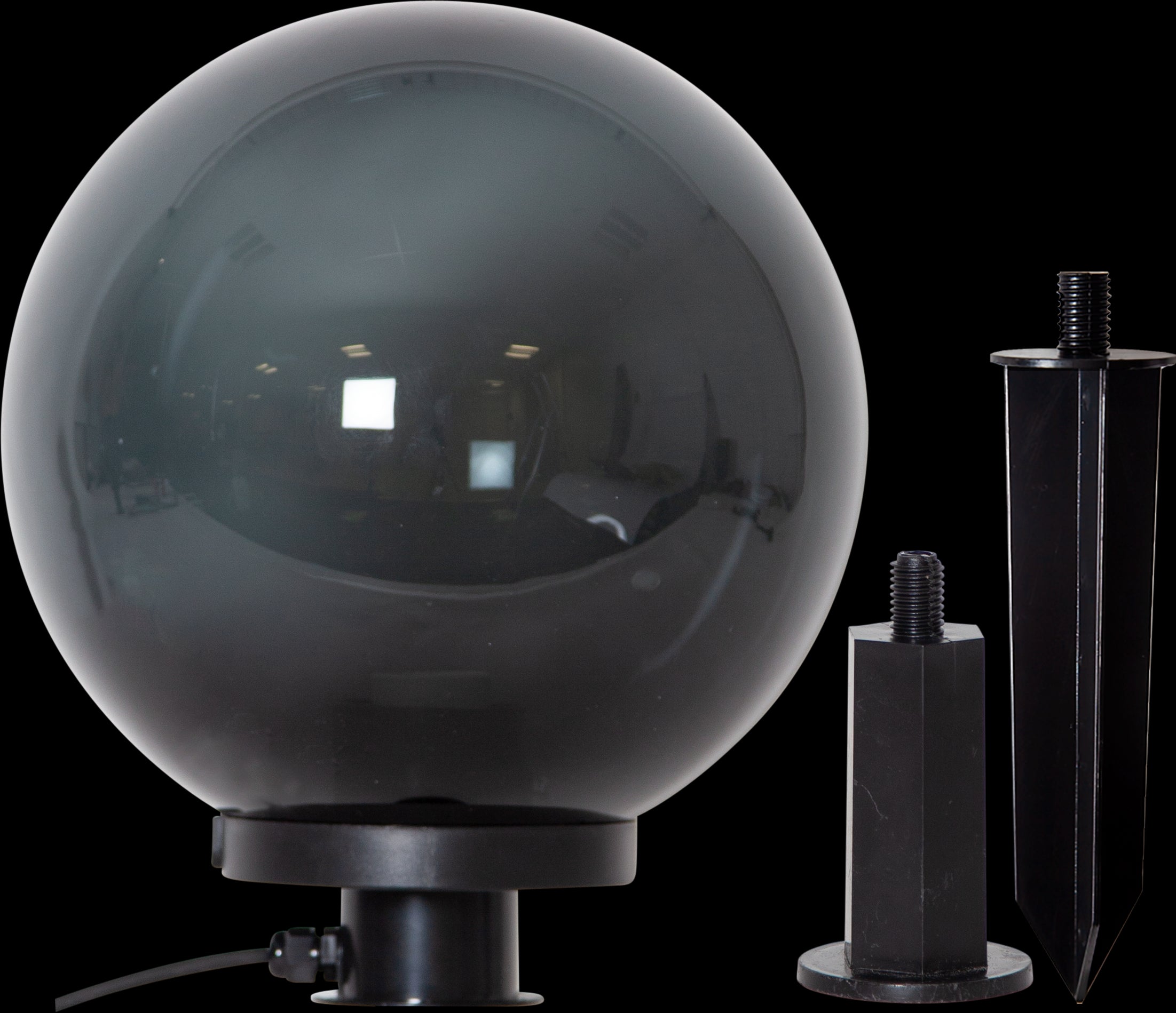 eglo monterollo smoke ip44 black smoke globe ground spike light 30cm living room image