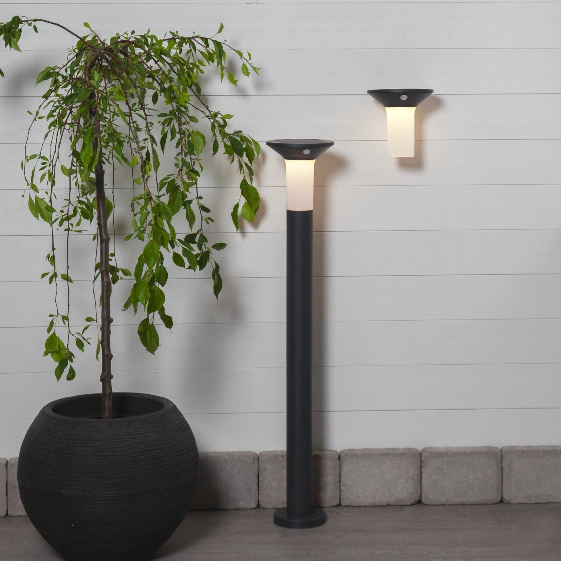 eglo corbezzola grey solar powered wall light ip44 living room close up