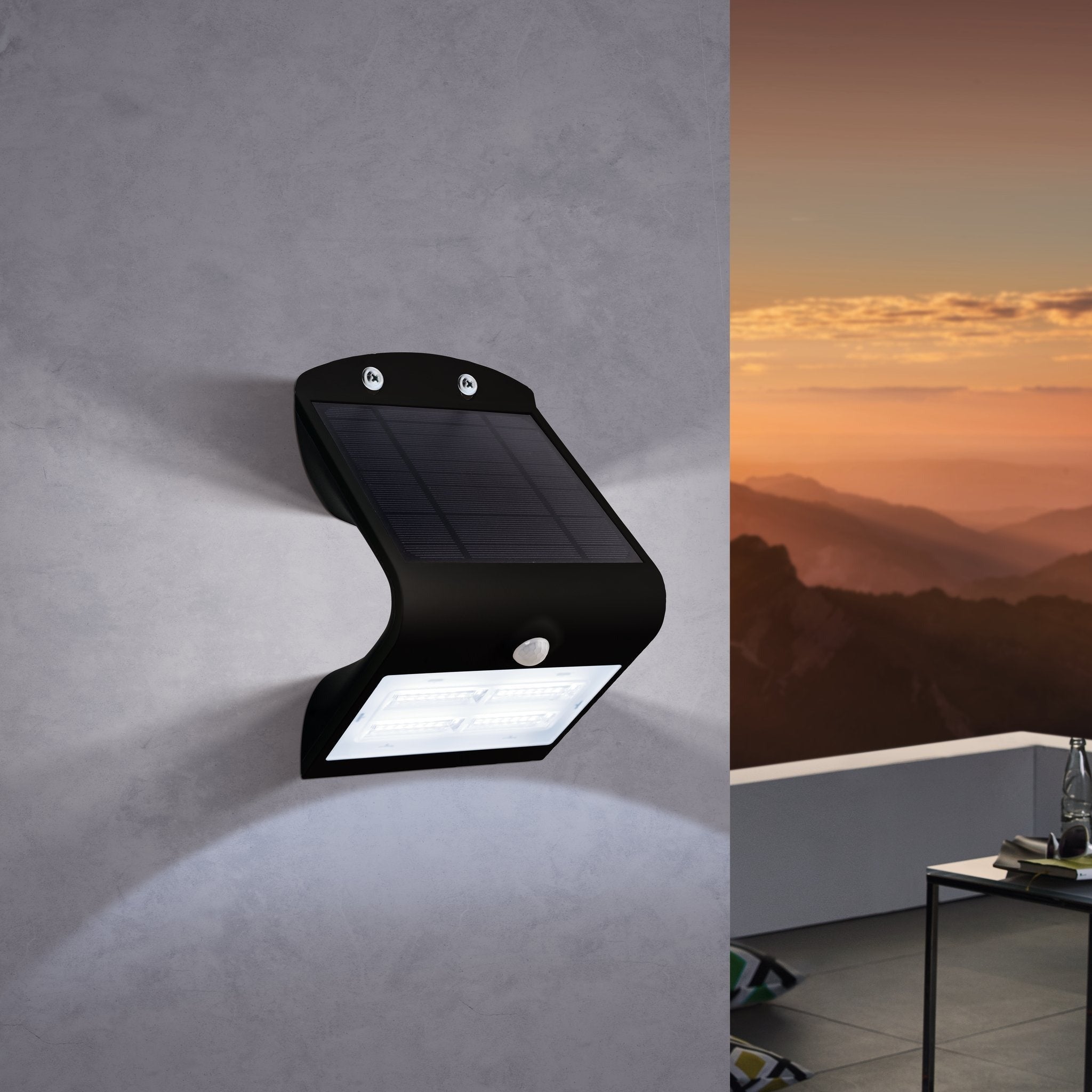 eglo lamozzo black solar powered wall light