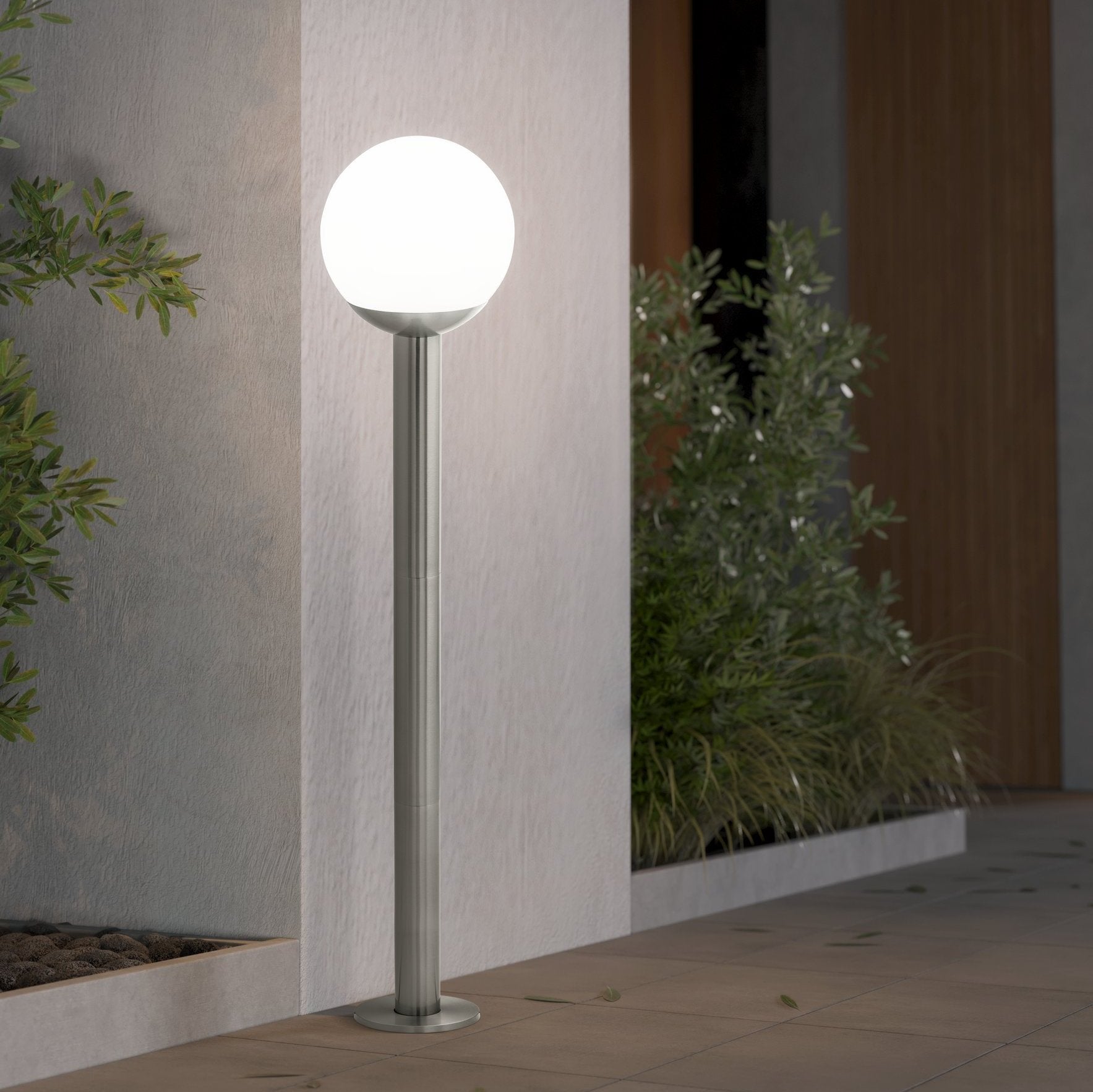 eglo nisia z silver ip44 smart bollard pathway light