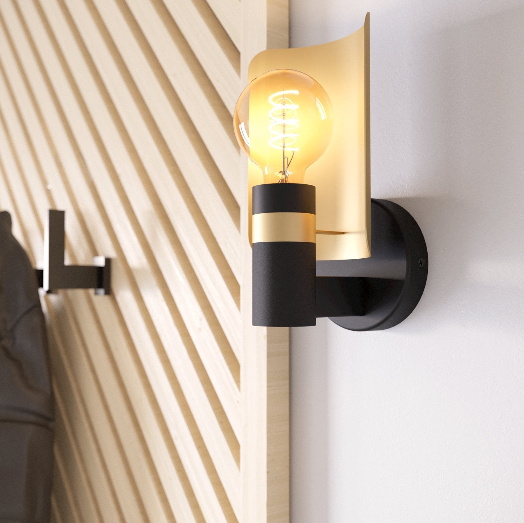 eglo hayes black gold wall light