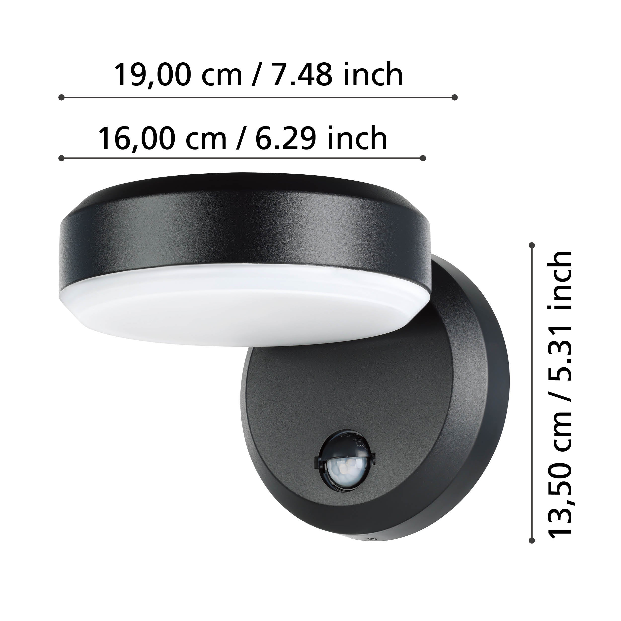 eglo fornaci ip54 black led outdoor wall light pir living room close up