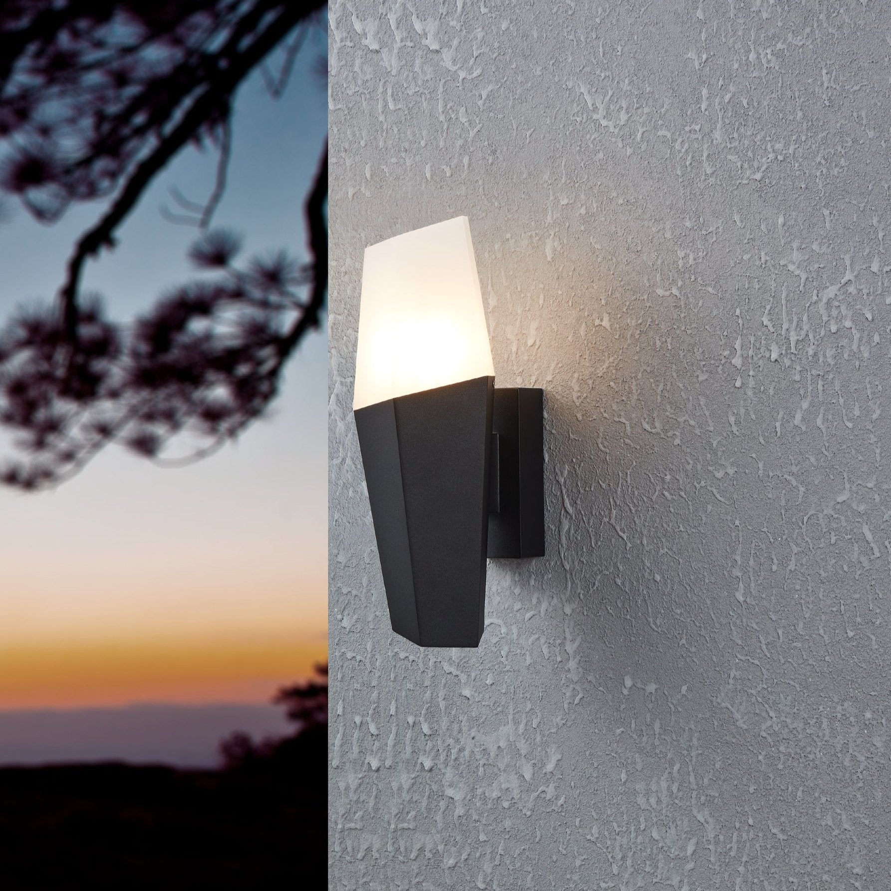 eglo farindola ip44 black outdoor wall light living room image